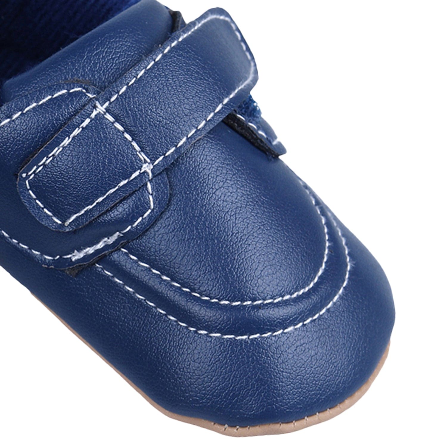 Solid Hookloop Stylish Leather Velcro Shoes - Navy Blue