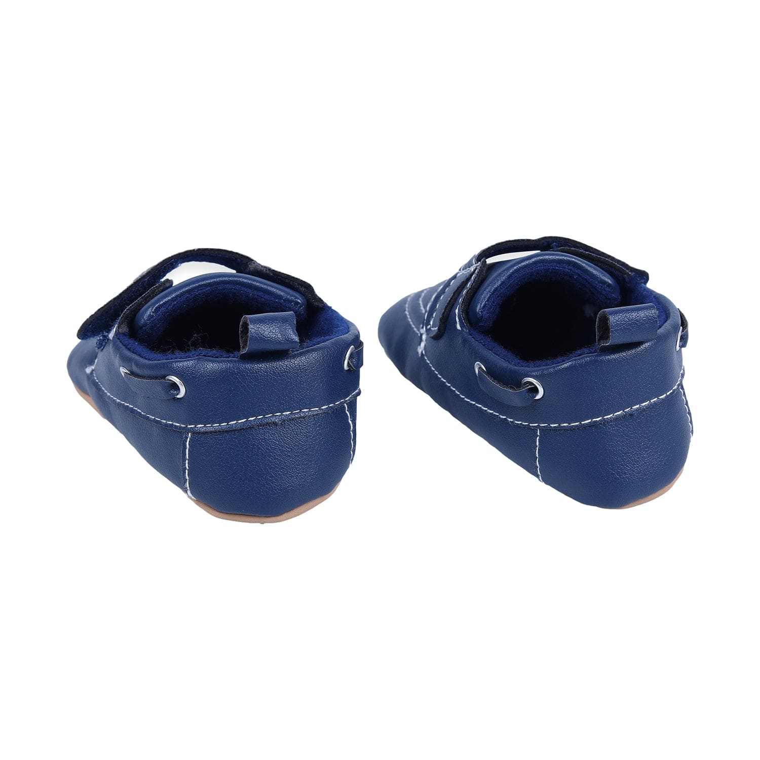 Solid Hookloop Stylish Leather Velcro Shoes - Navy Blue