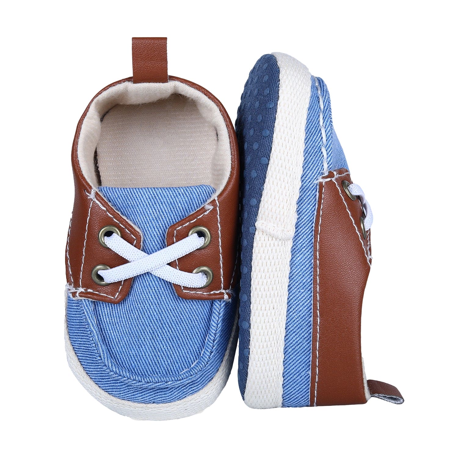 Colour Blocked Stylish Boat Slip-On Booties - Blue