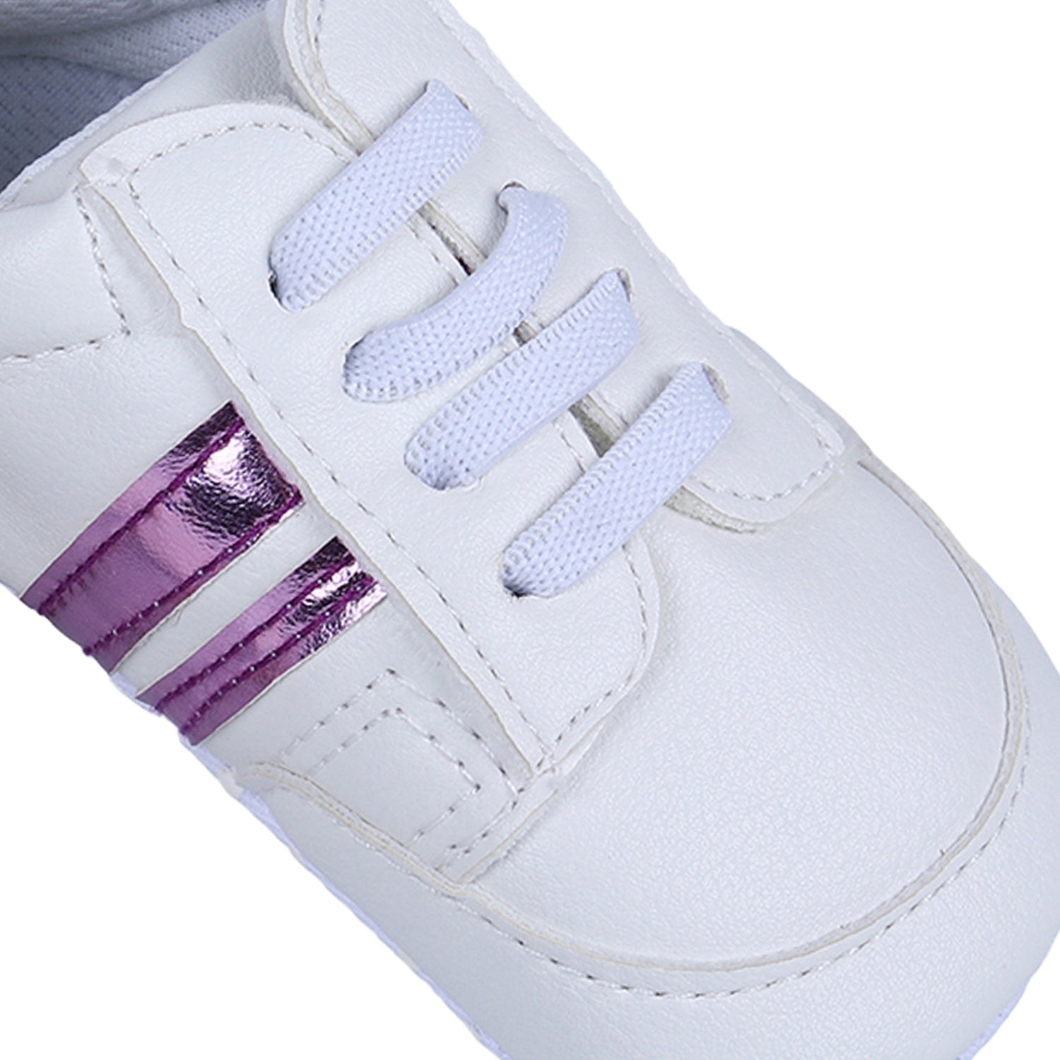 Metallic Stripes Fancy Anti-Slip Sneaker Shoes - White