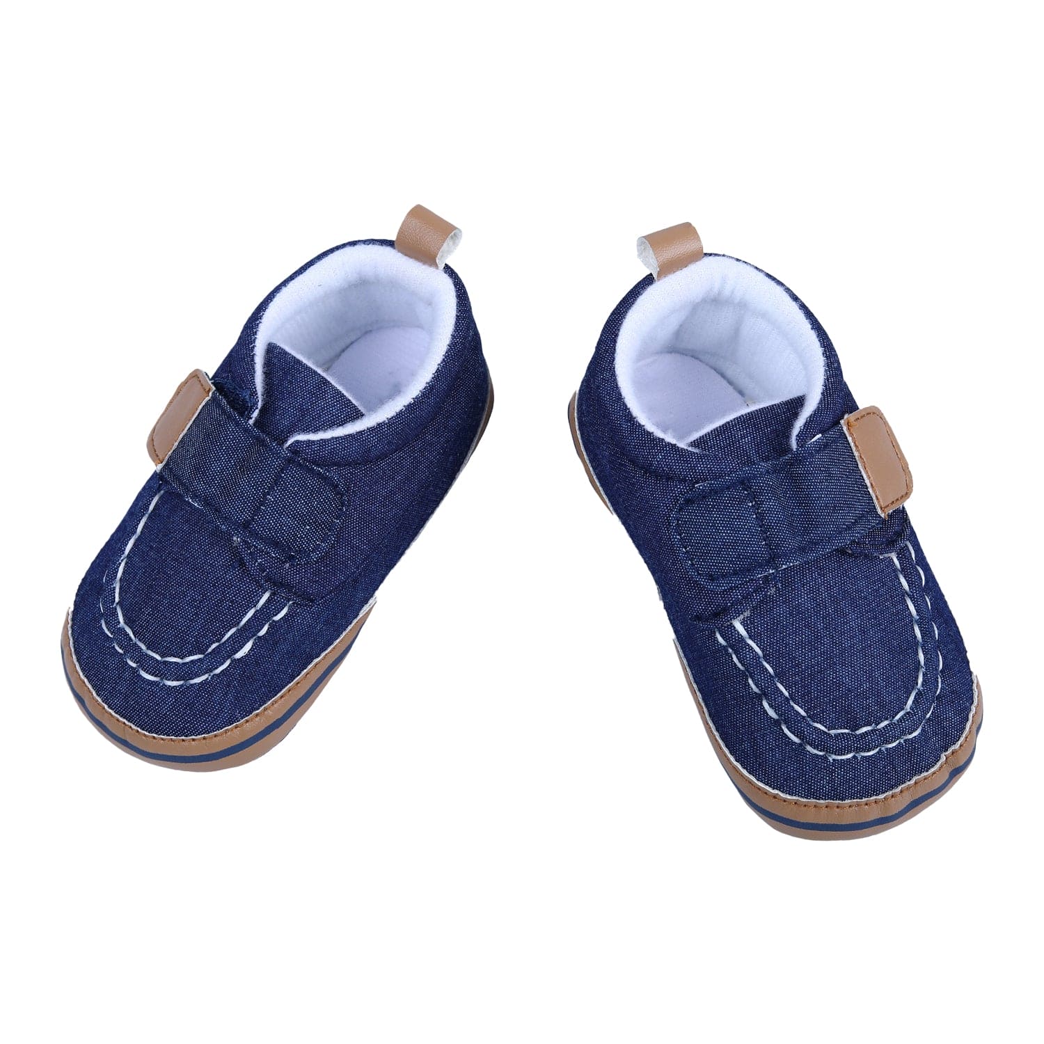 Solid Hookloop Stylish And Casual Denim Velcro Booties - Blue