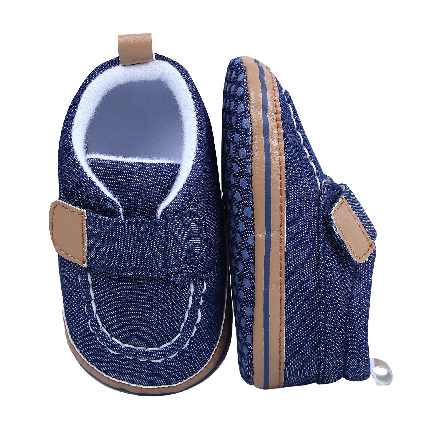 Solid Hookloop Stylish And Casual Denim Velcro Booties - Blue