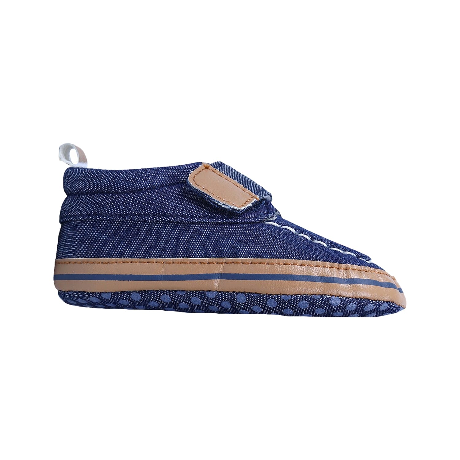 Solid Hookloop Stylish And Casual Denim Velcro Booties - Blue