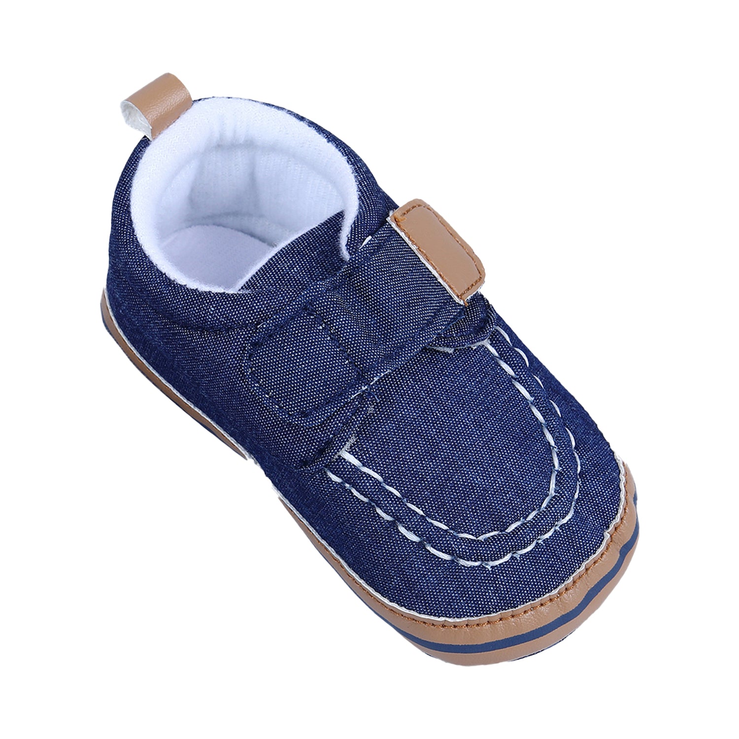 Solid Hookloop Stylish And Casual Denim Velcro Booties - Blue