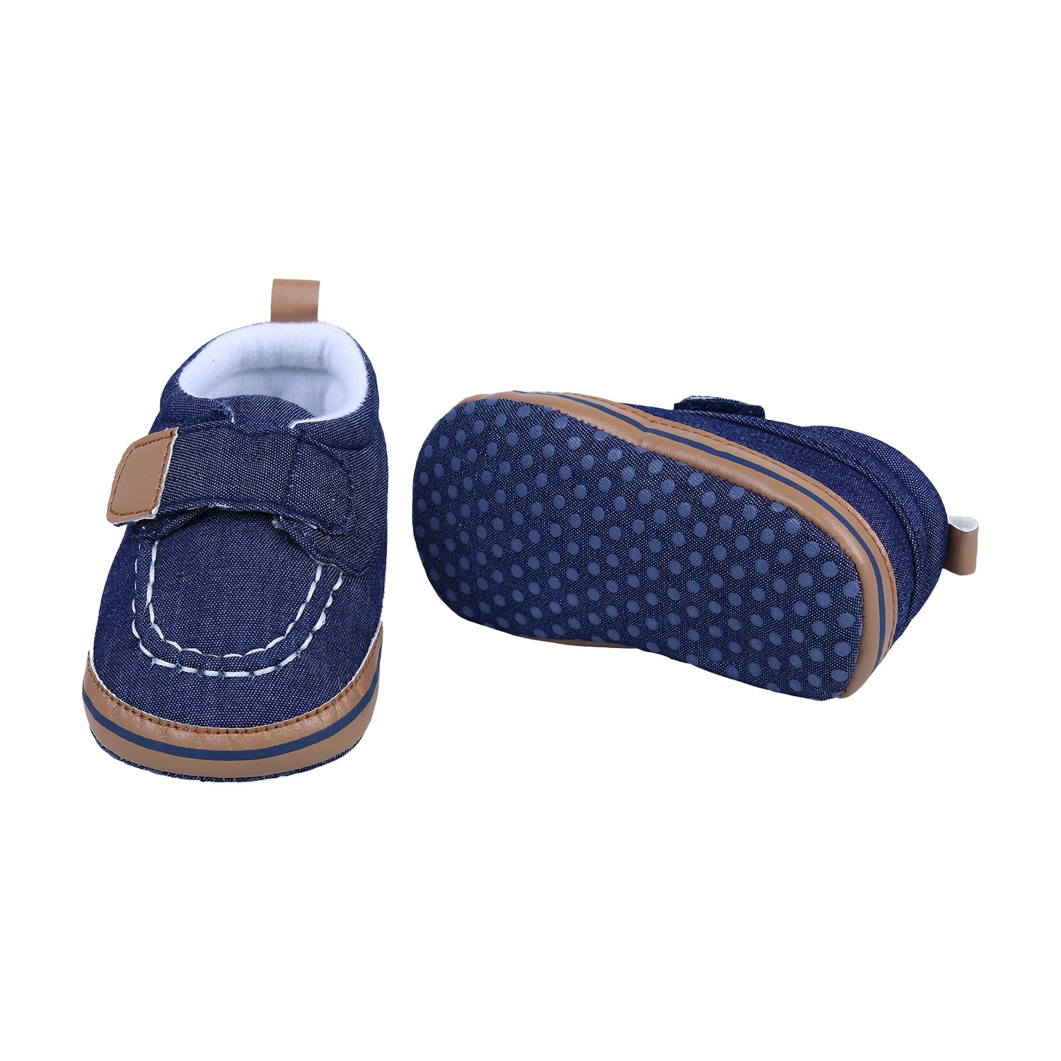 Solid Hookloop Stylish And Casual Denim Velcro Booties - Blue