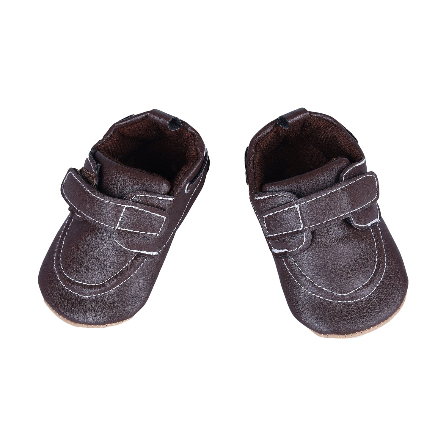 Solid Hookloop Stylish Leather Velcro Shoes - Brown