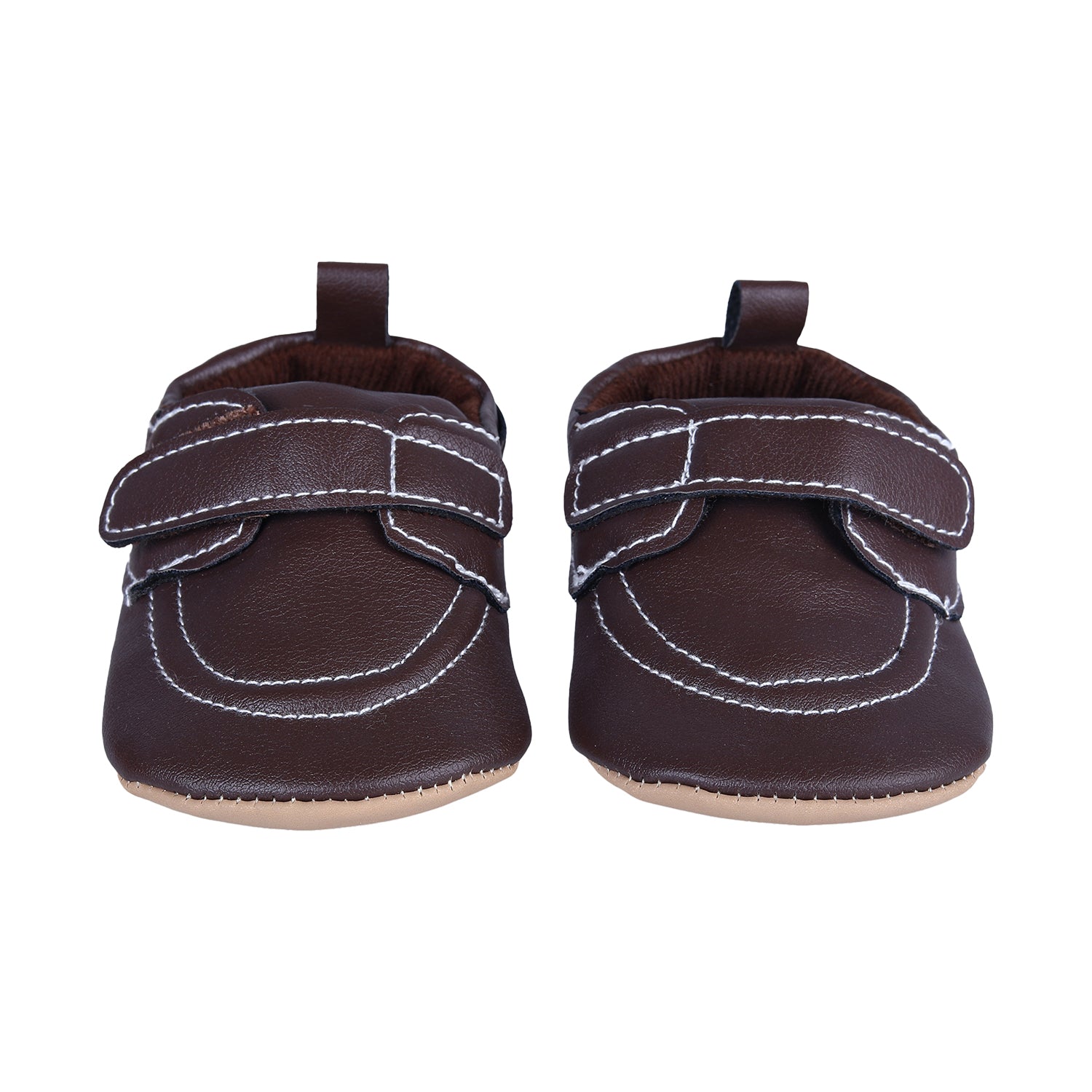 Solid Hookloop Stylish Leather Velcro Shoes - Brown