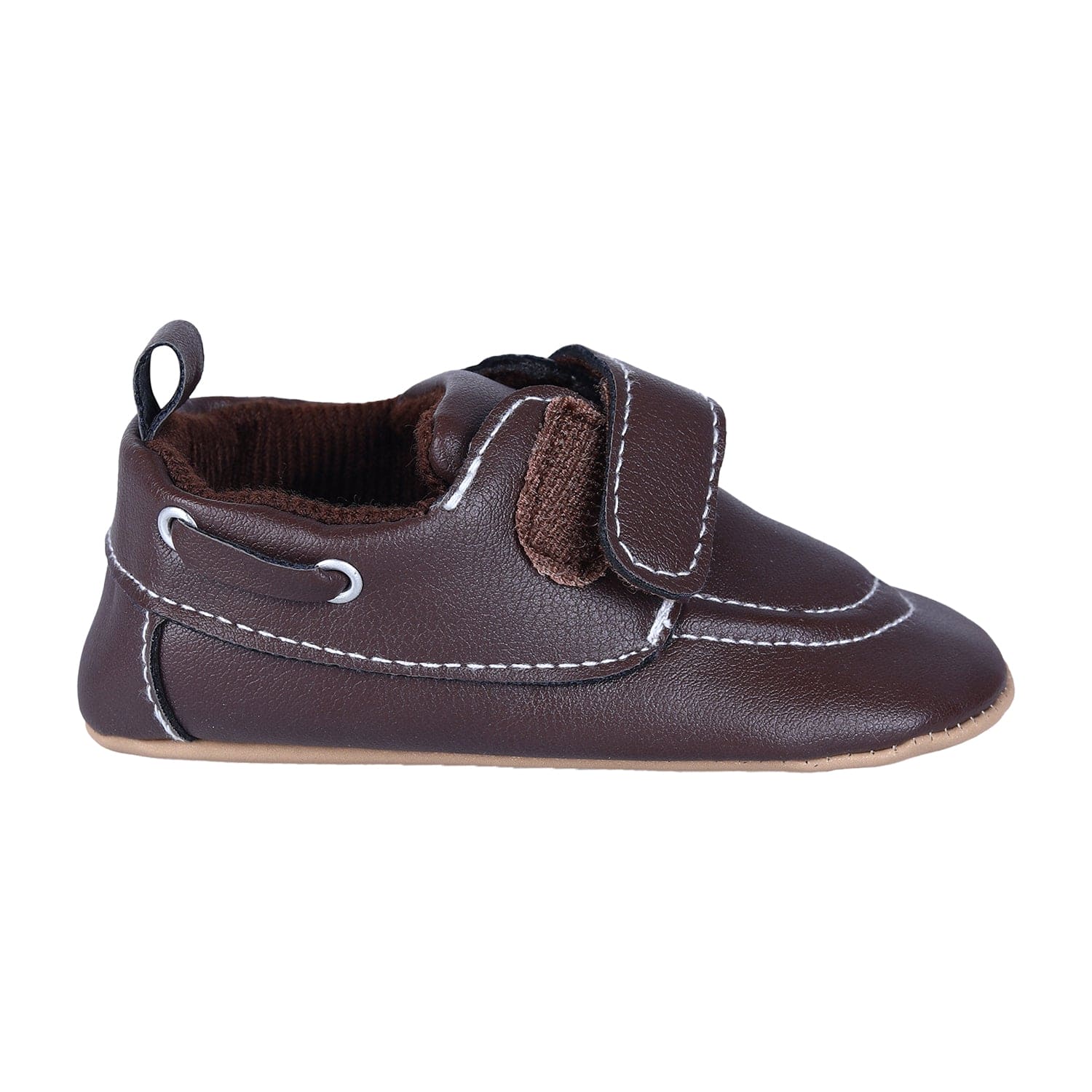 Solid Hookloop Stylish Leather Velcro Shoes - Brown