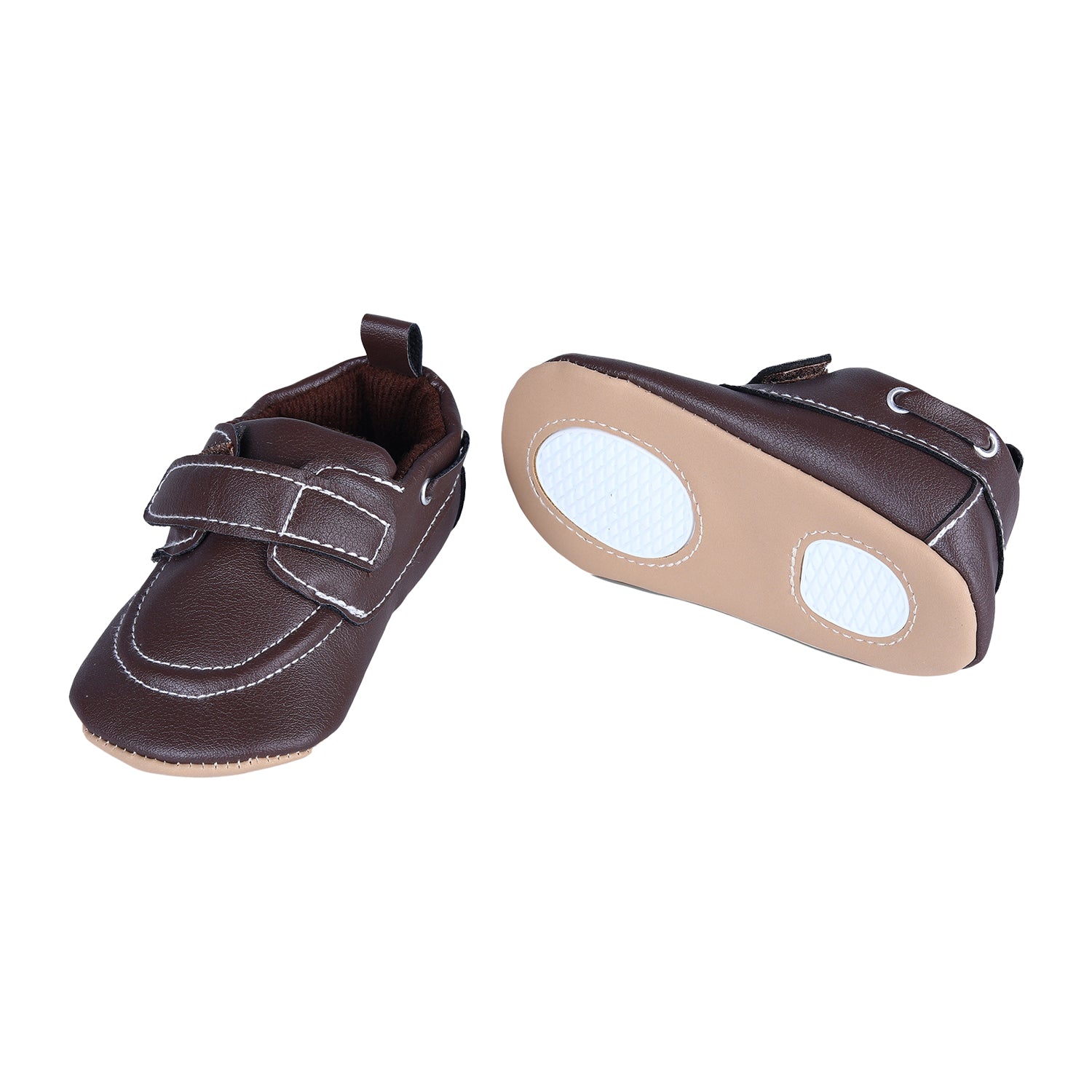 Solid Hookloop Stylish Leather Velcro Shoes - Brown