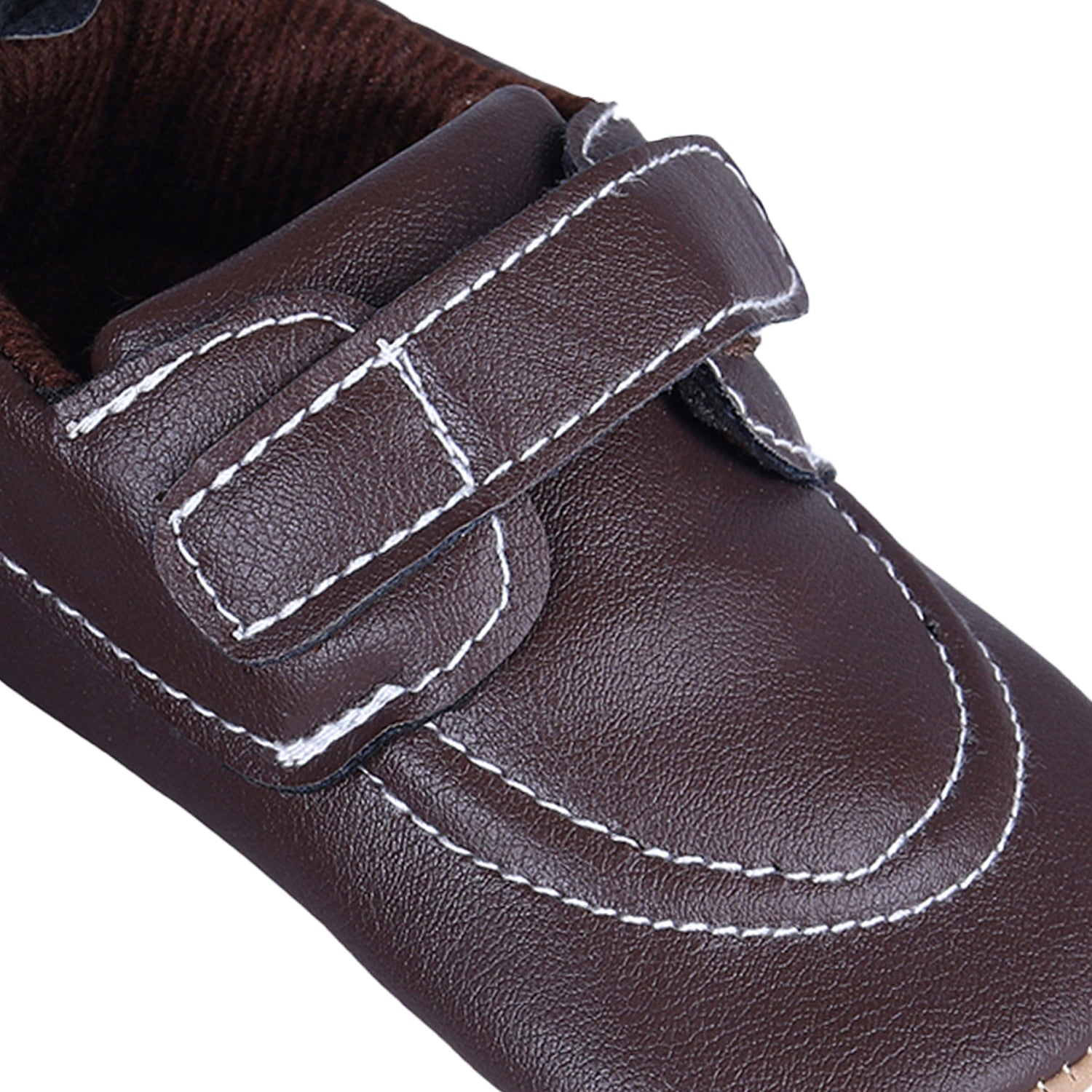 Solid Hookloop Stylish Leather Velcro Shoes - Brown