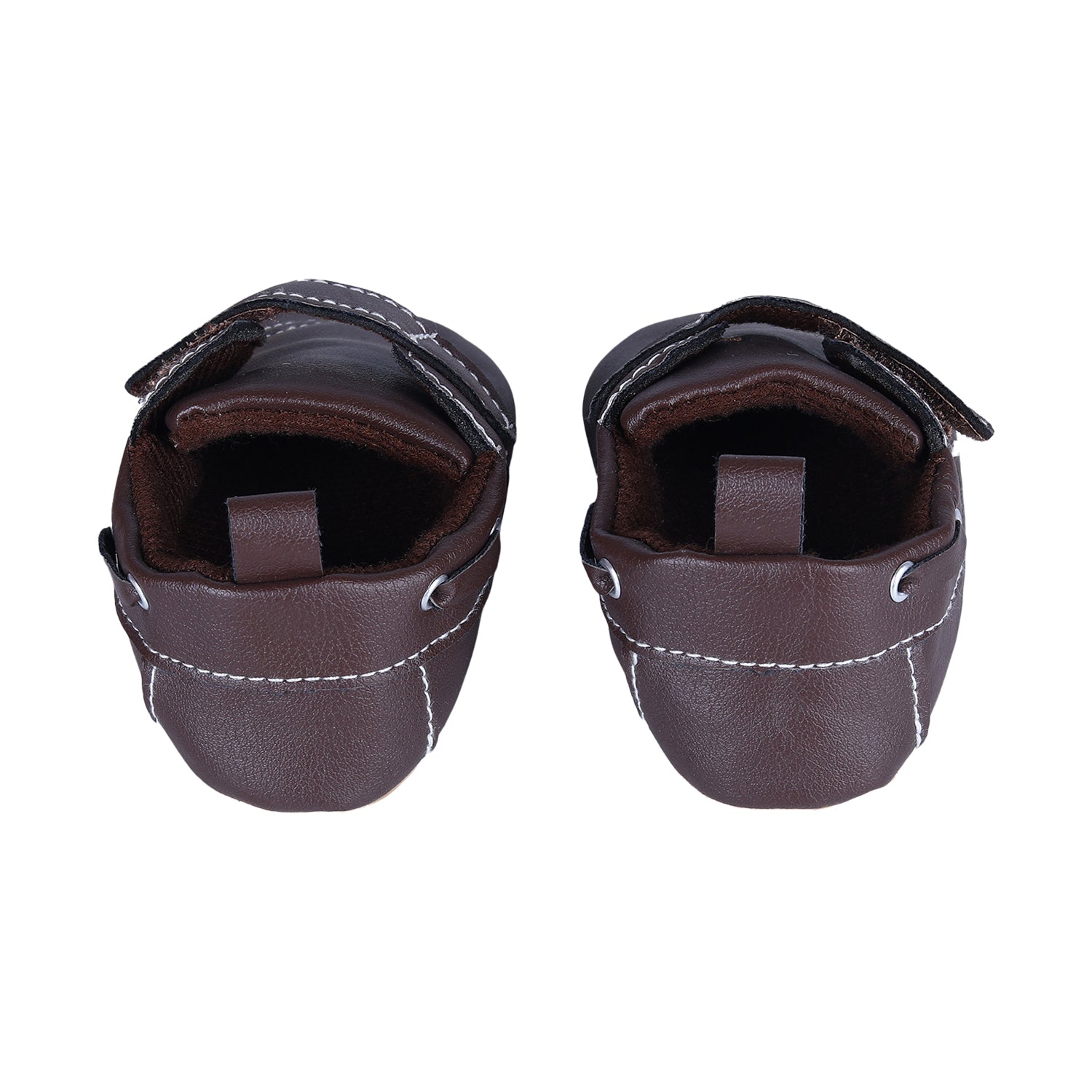Solid Hookloop Stylish Leather Velcro Shoes - Brown