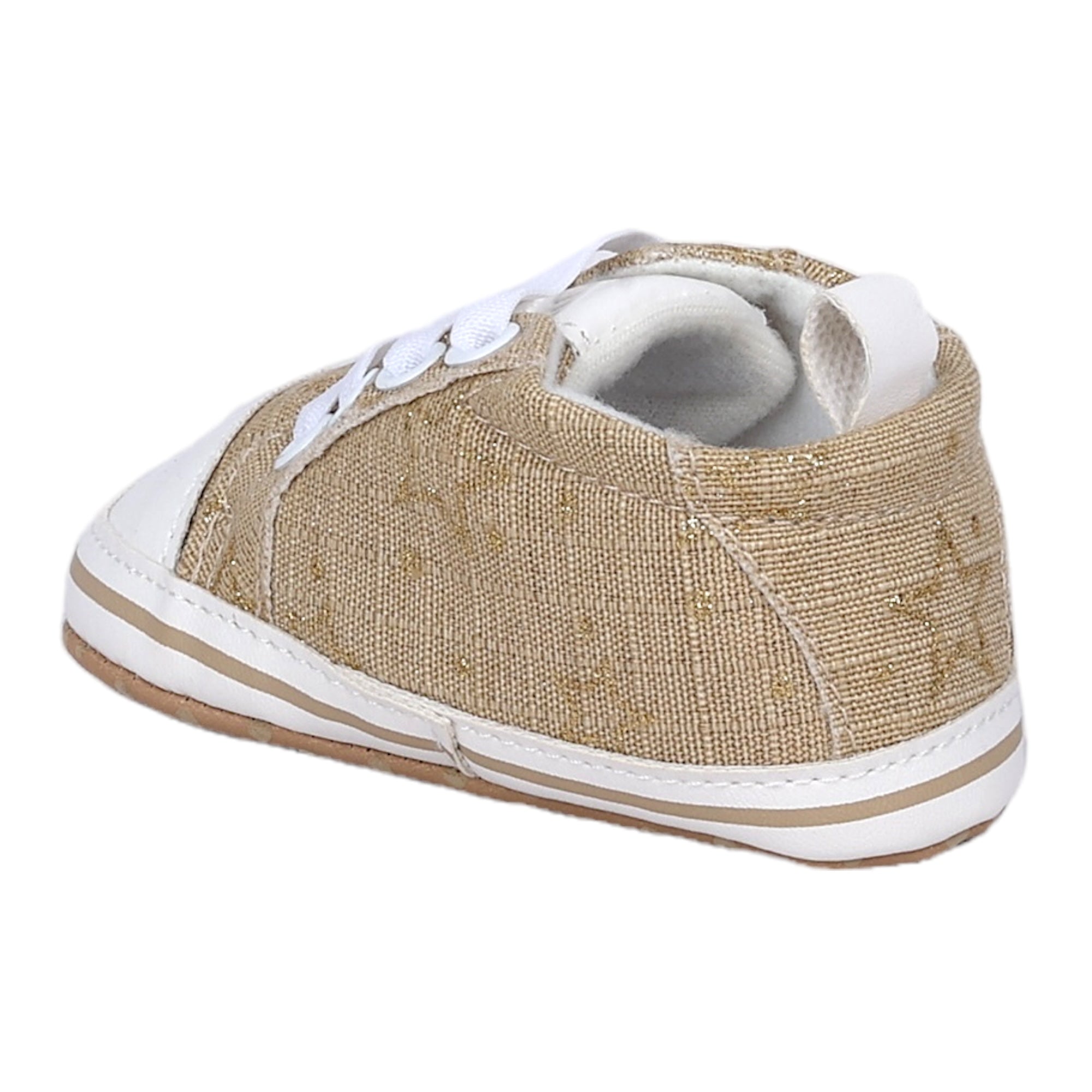 Baby Moo Lace-Up Design Anti-Skid Jute Sneakers - Beige, White