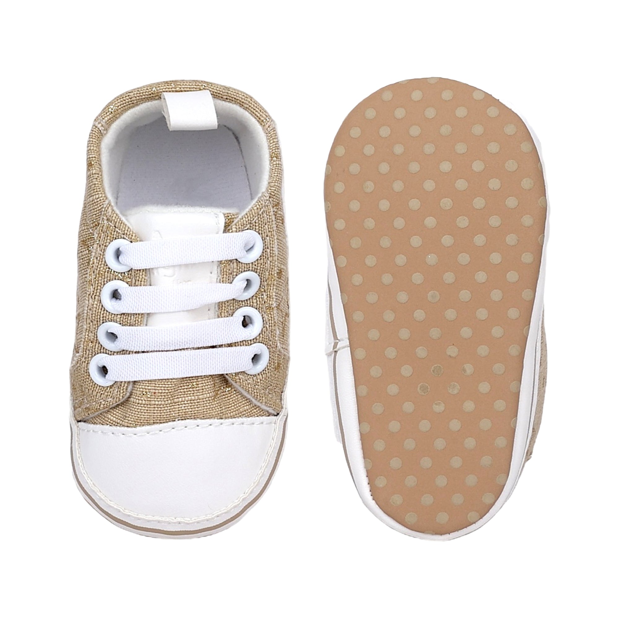 Baby Moo Lace-Up Design Anti-Skid Jute Sneakers - Beige, White