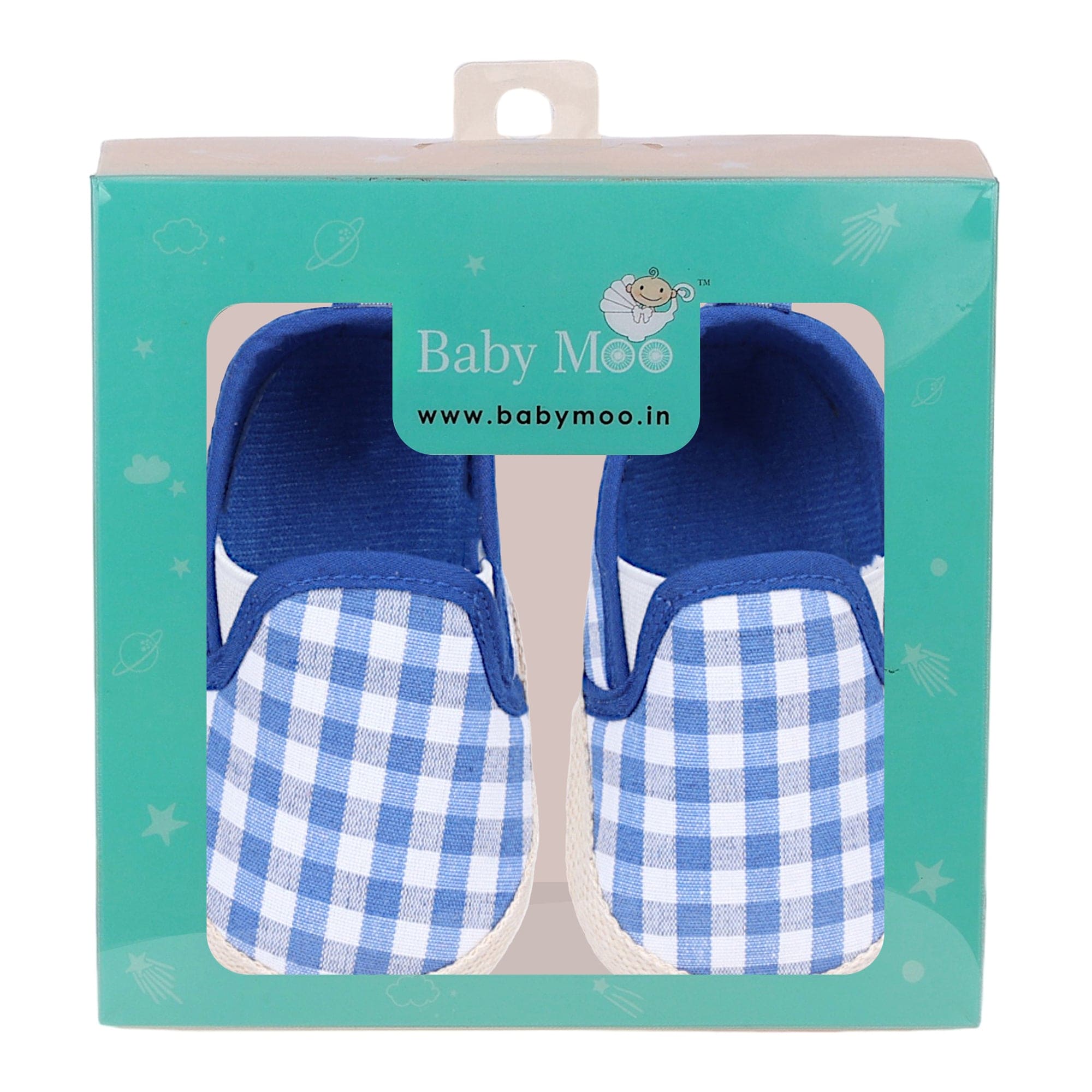 Baby Moo Classic Checkerboard Comfortable Slip-On Anti-Skid Canvas Sneakers - Blue