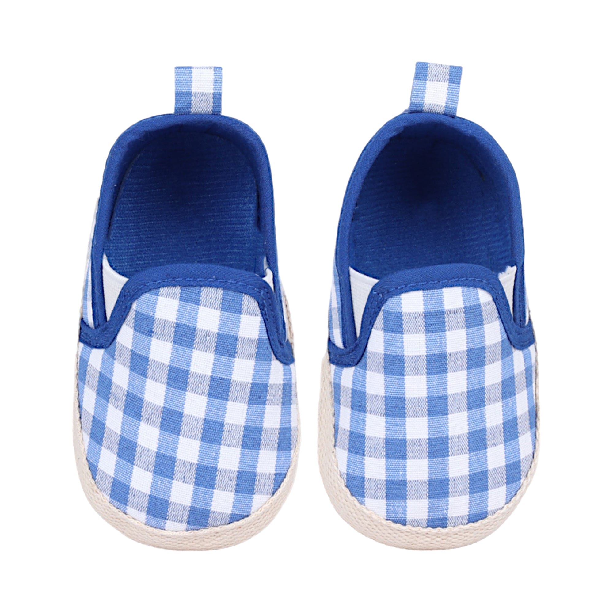 Baby Moo Classic Checkerboard Comfortable Slip-On Anti-Skid Canvas Sneakers - Blue