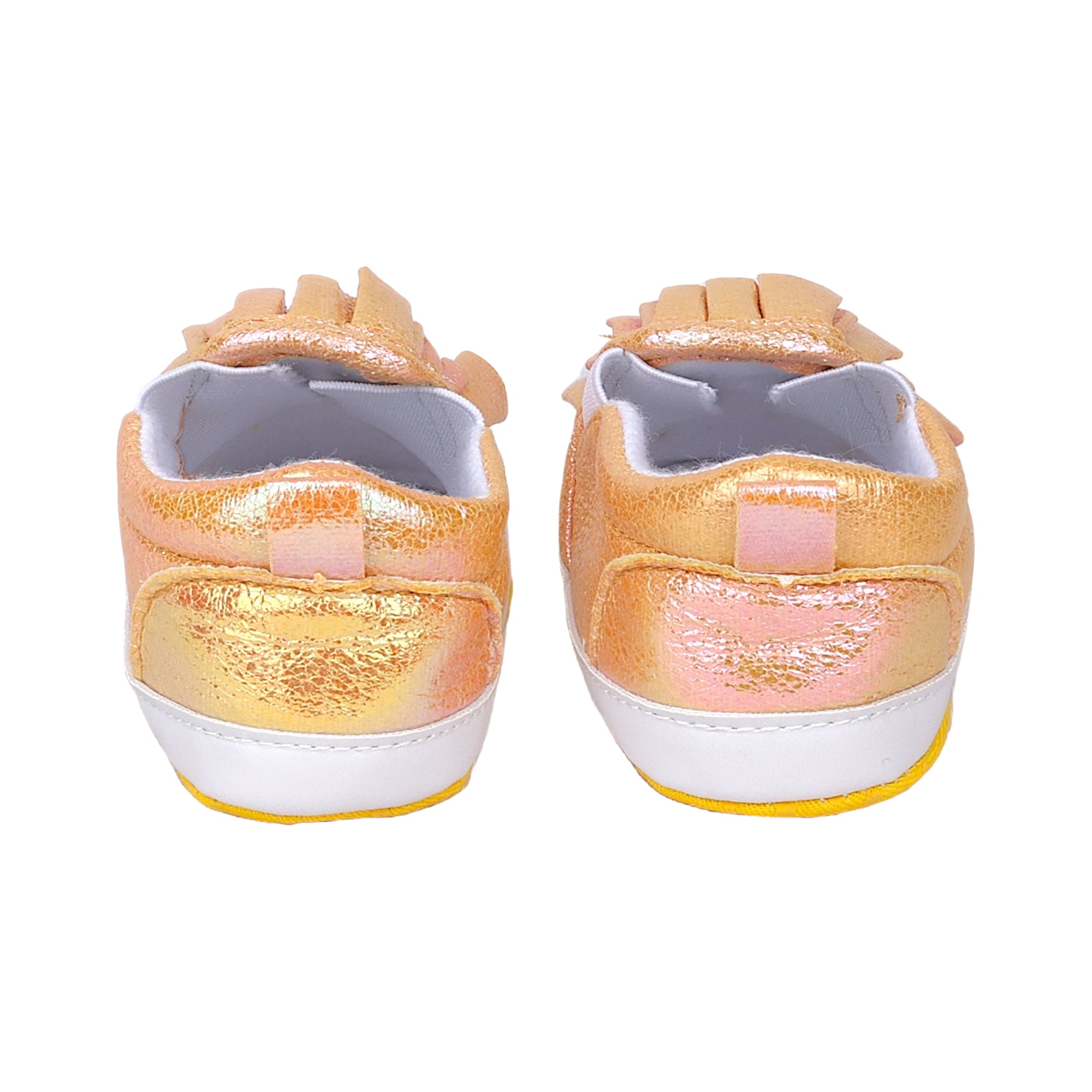 Baby Moo Frill Partywear Anti-Skid Slip-On Booties - Gold