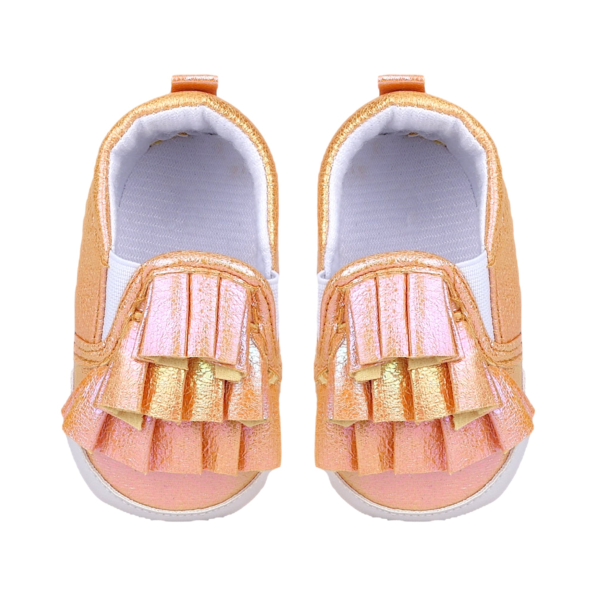 Baby Moo Frill Partywear Anti-Skid Slip-On Booties - Gold