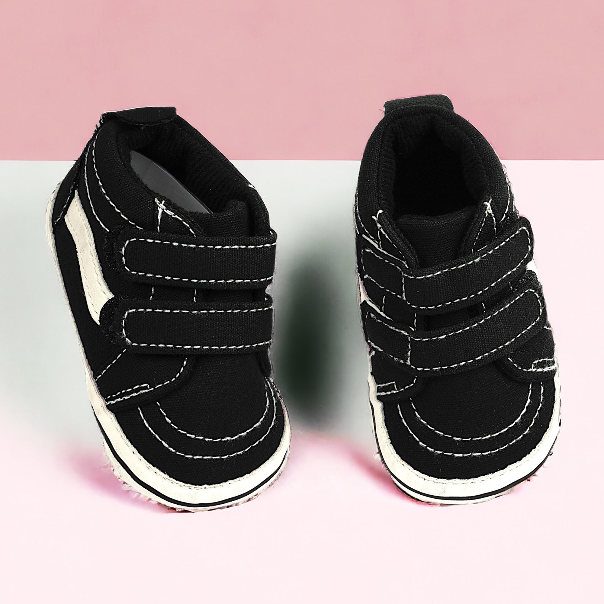 Baby Moo Stylish Casual Velcro Straps Anti-Skid Sneakers - Black