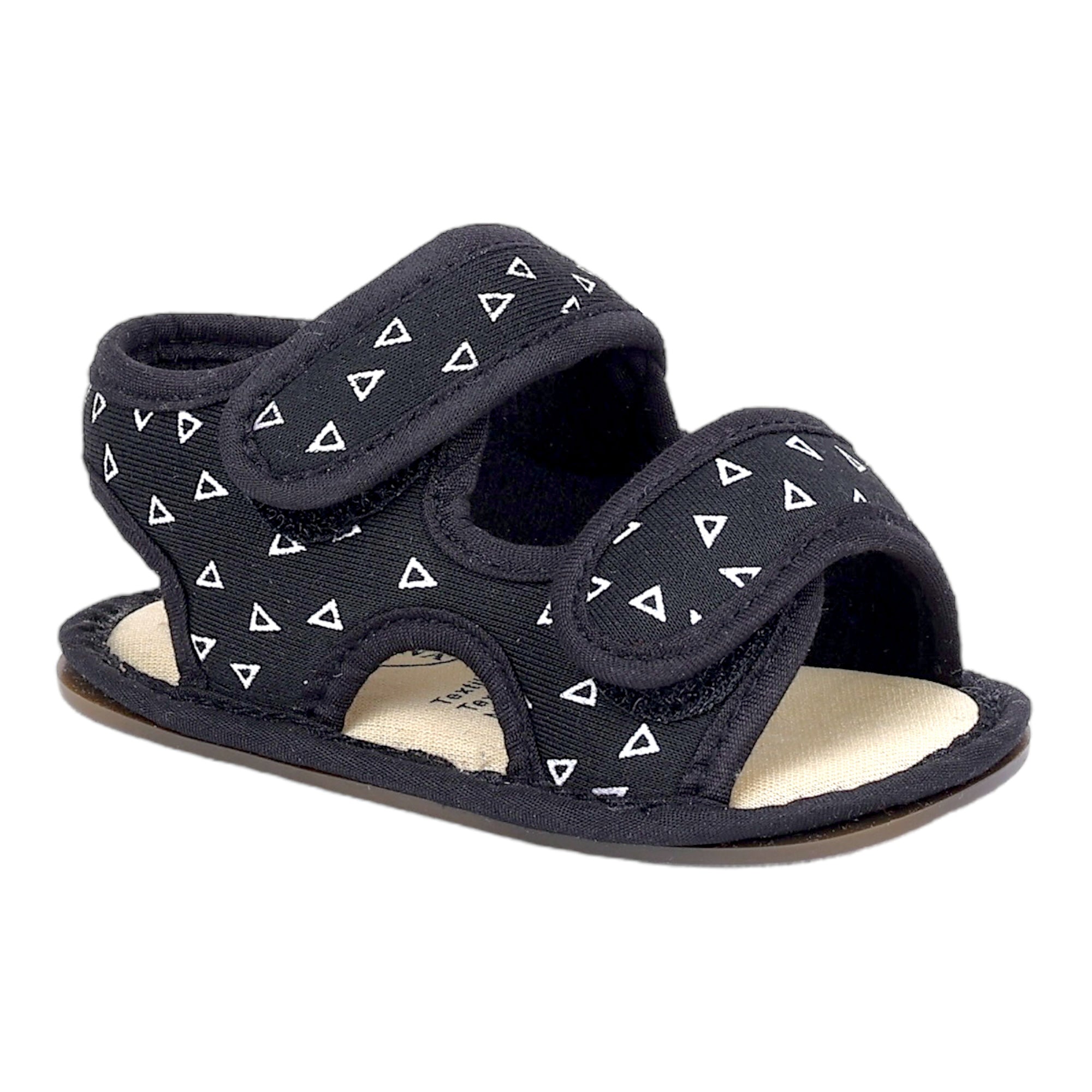 Baby Moo Triangle Comfortable Anti-Skid Velcro Floater Sandals - Black