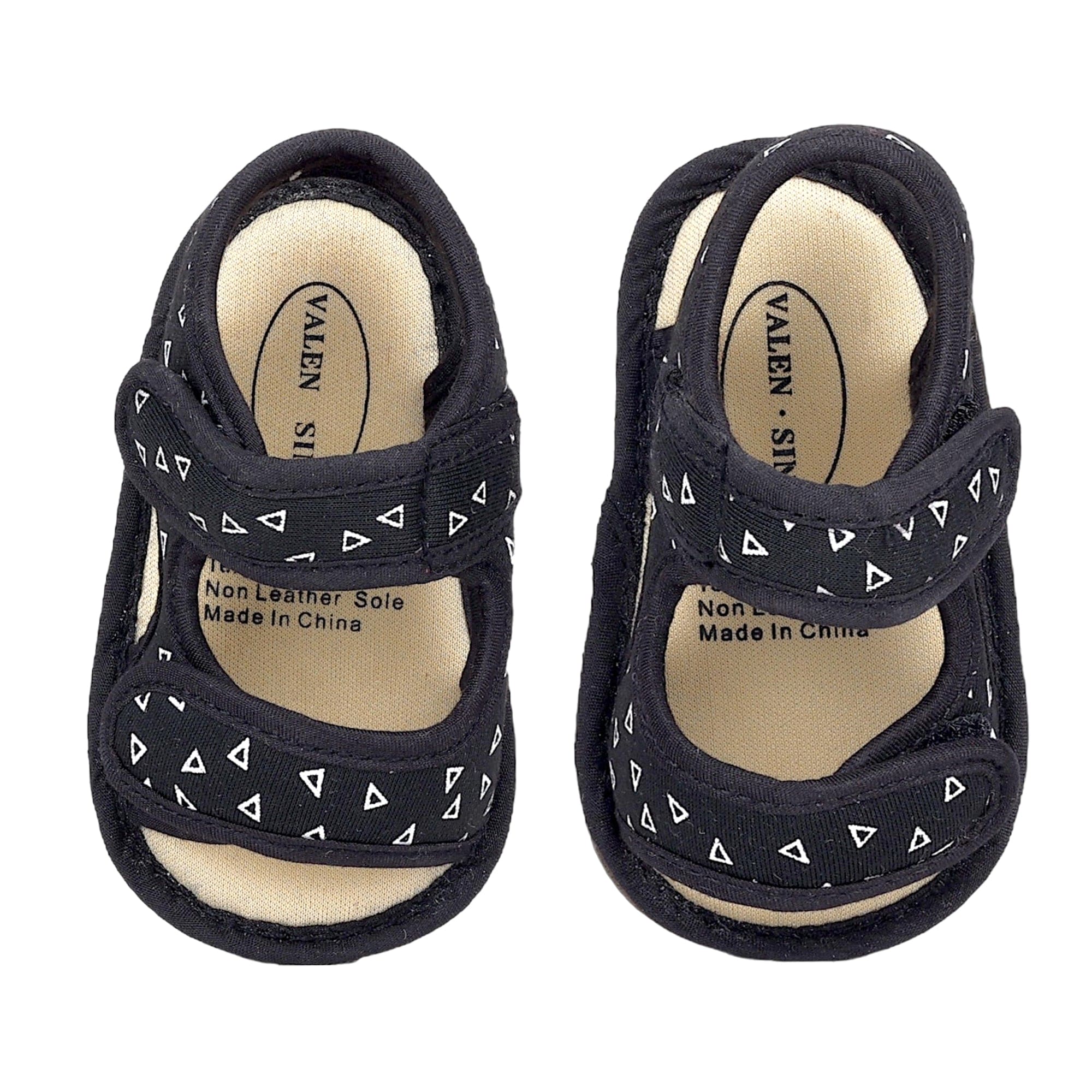 Baby Moo Triangle Comfortable Anti-Skid Velcro Floater Sandals - Black