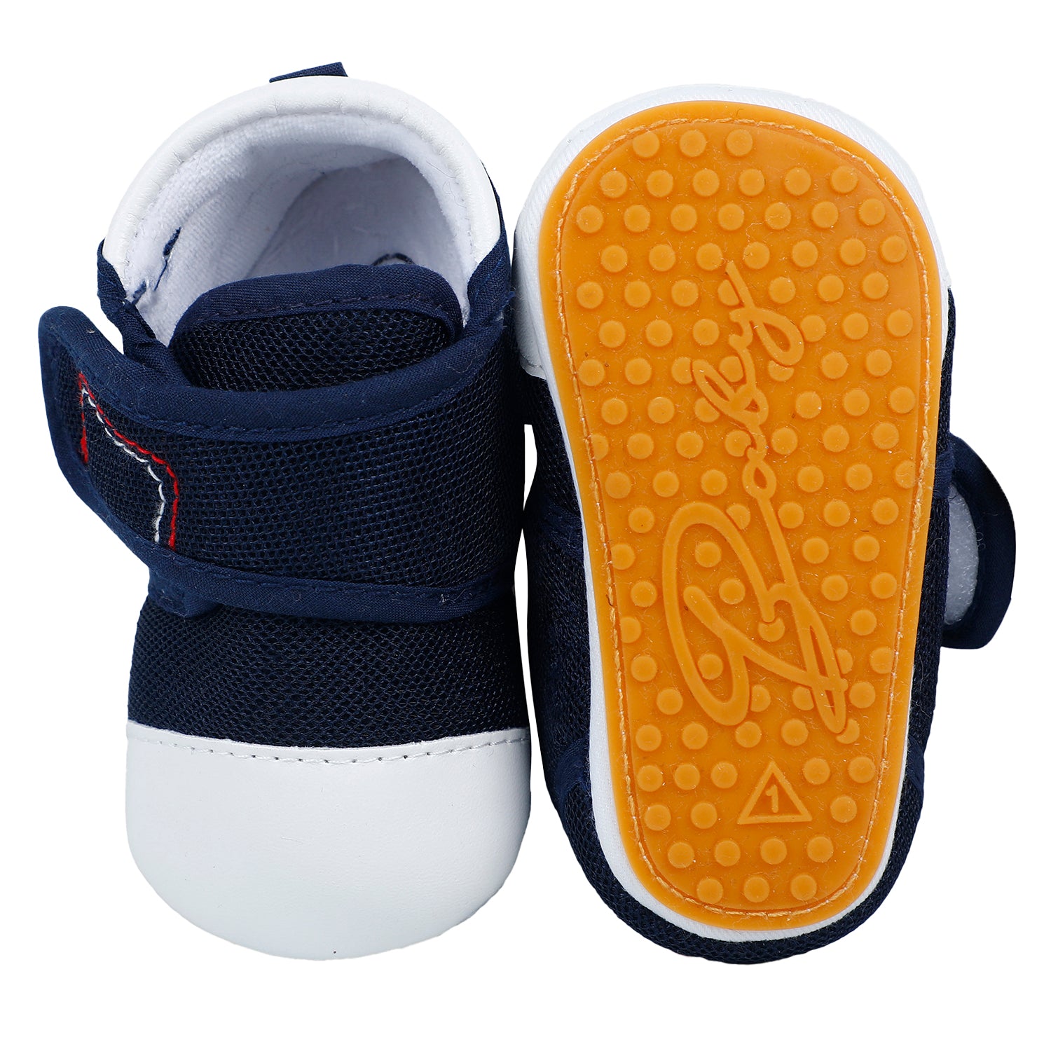 Casual Blue And White Velcro Booties