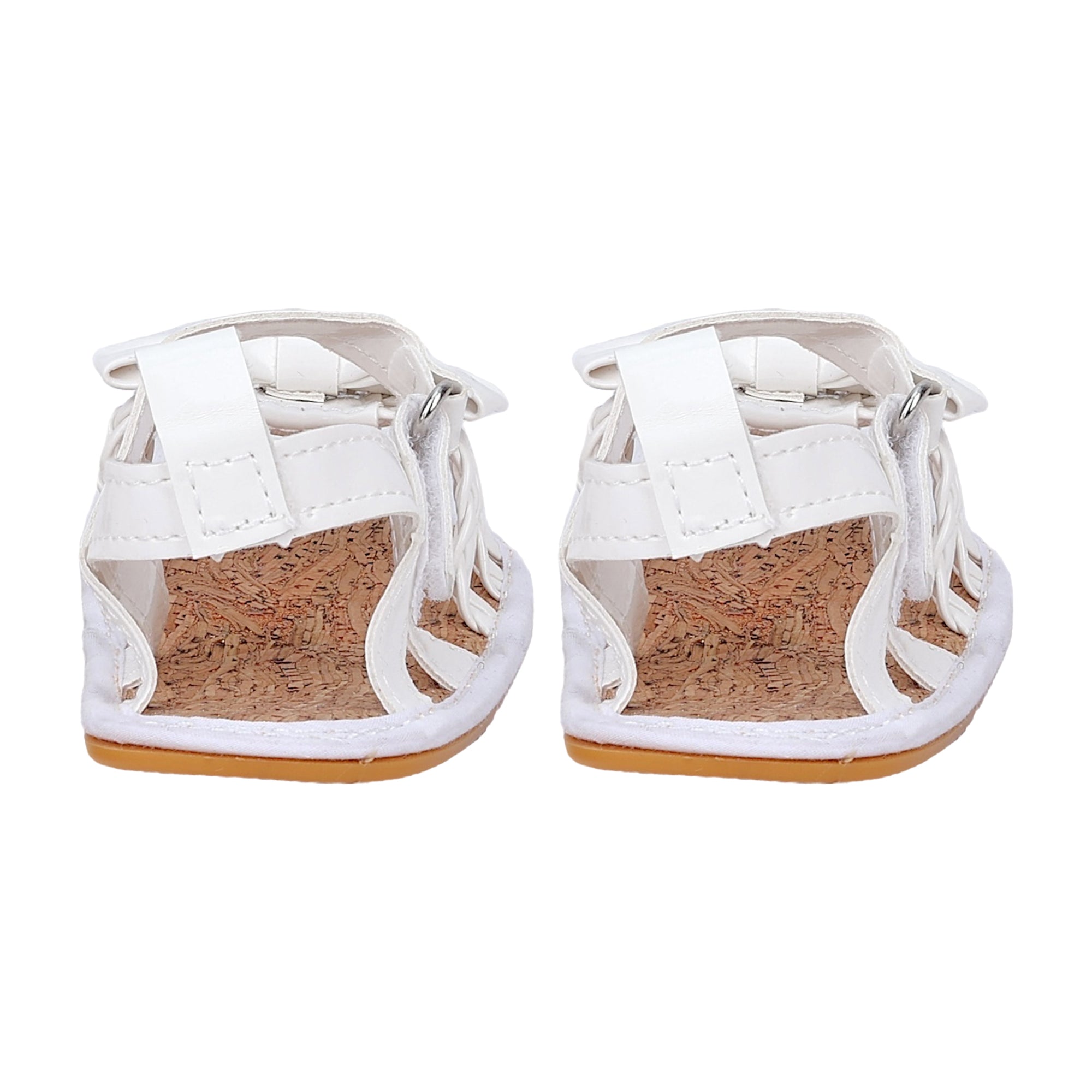 Baby Moo Partywear Patent Leather Bow Velcro Strap Anti-Skid Sandals - White