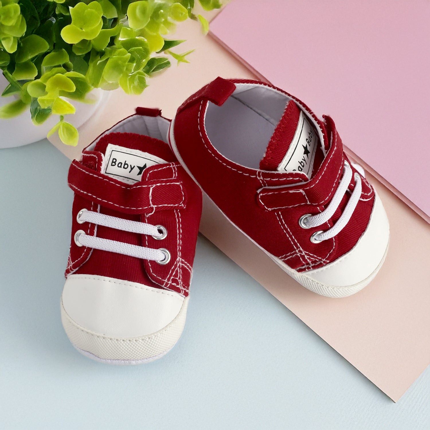 Baby Moo Red Velcro Sneakers