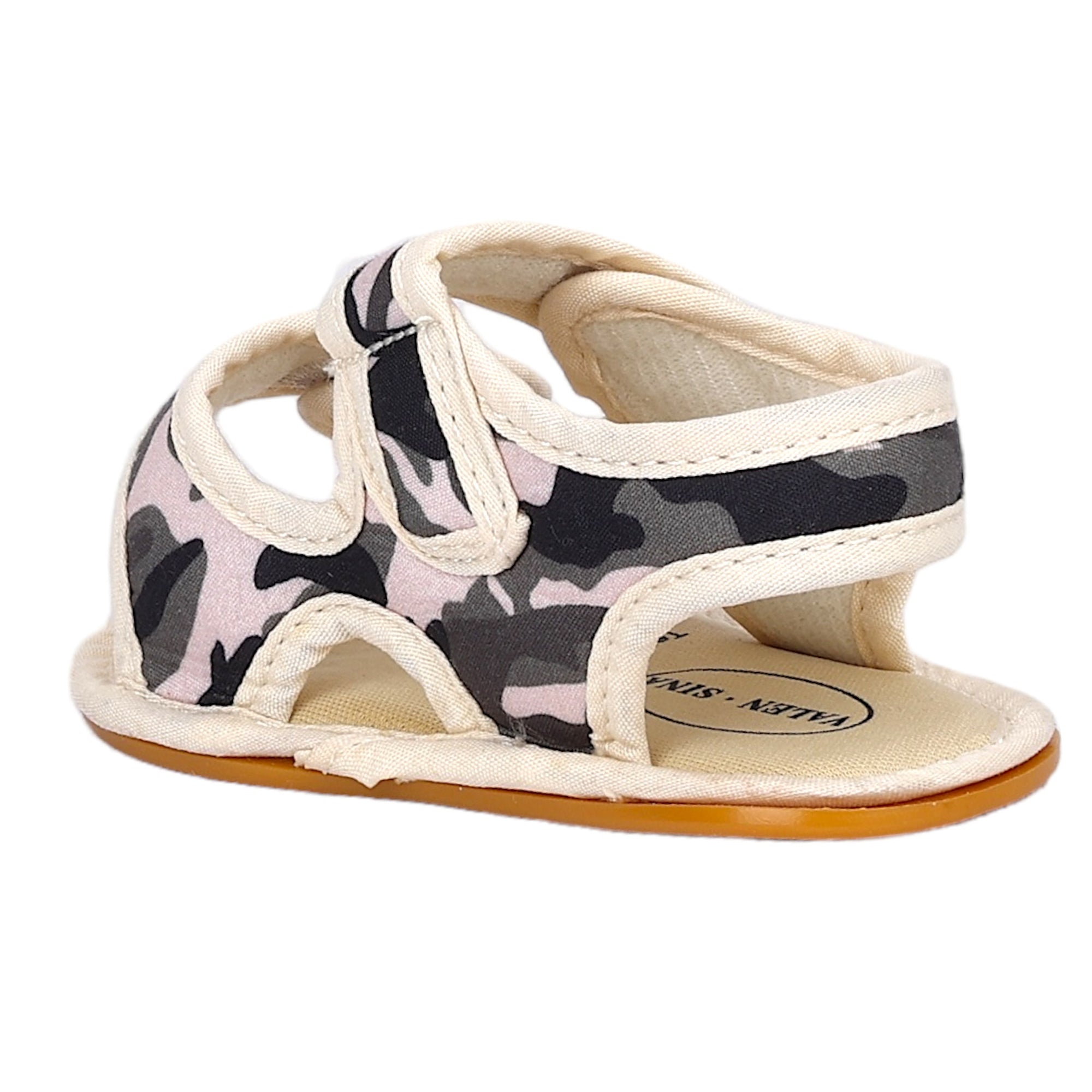 Baby Moo Camouflage Print Anti-Skid Velcro Floater Sandals - Beige, Military