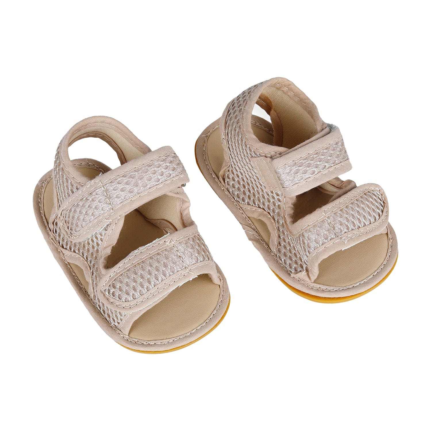 Solid Hookloop Comfortable Anti-skid Floater Sandals - Beige
