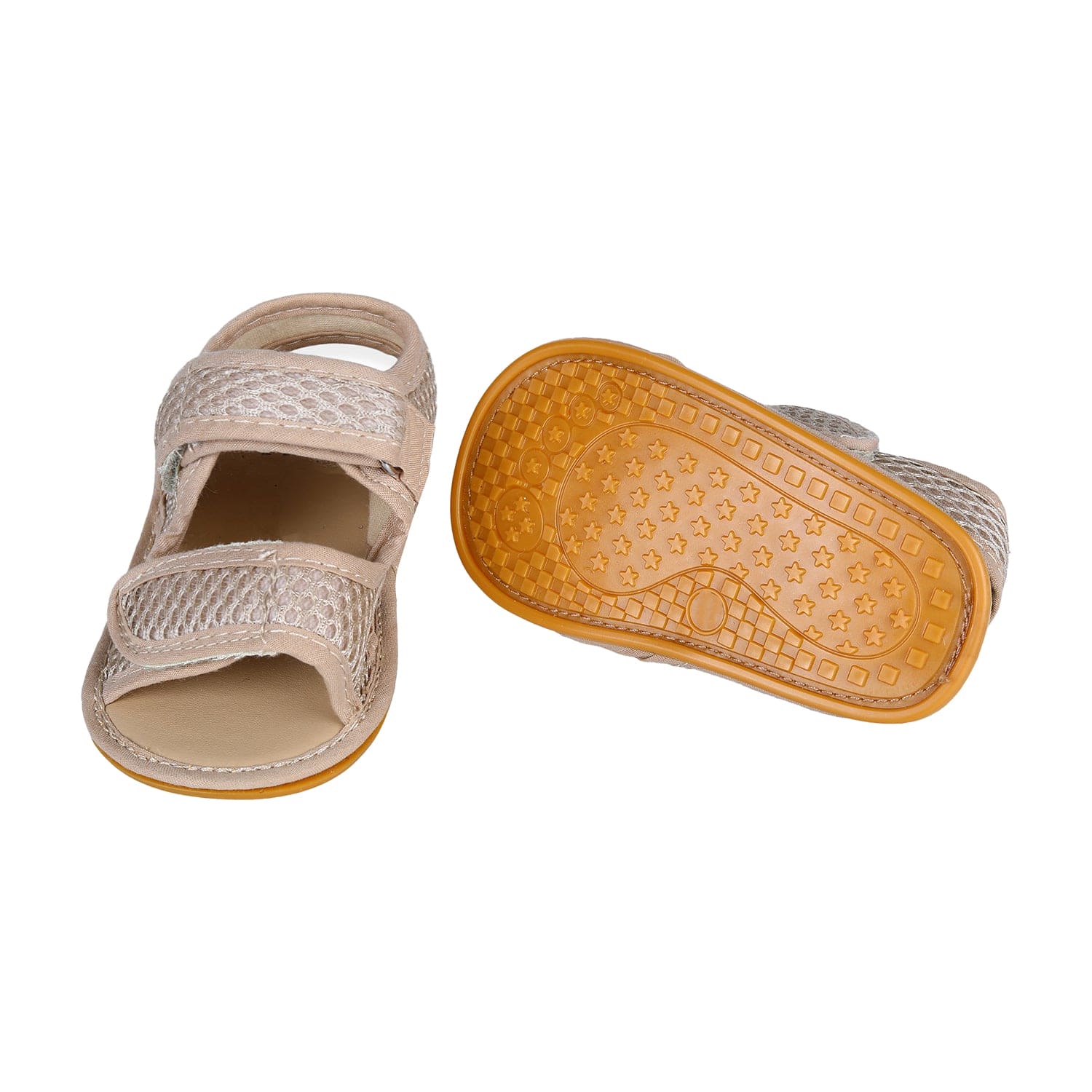 Solid Hookloop Comfortable Anti-skid Floater Sandals - Beige