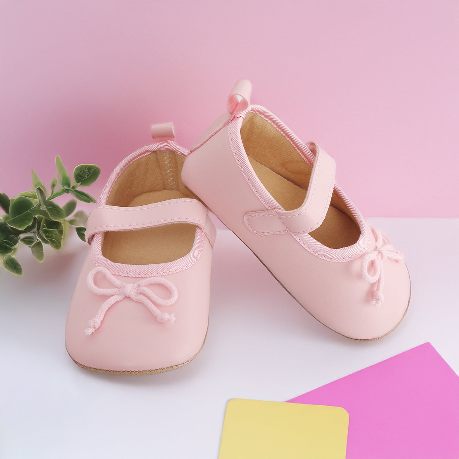 Baby Moo Dressy Bow Pink Booties
