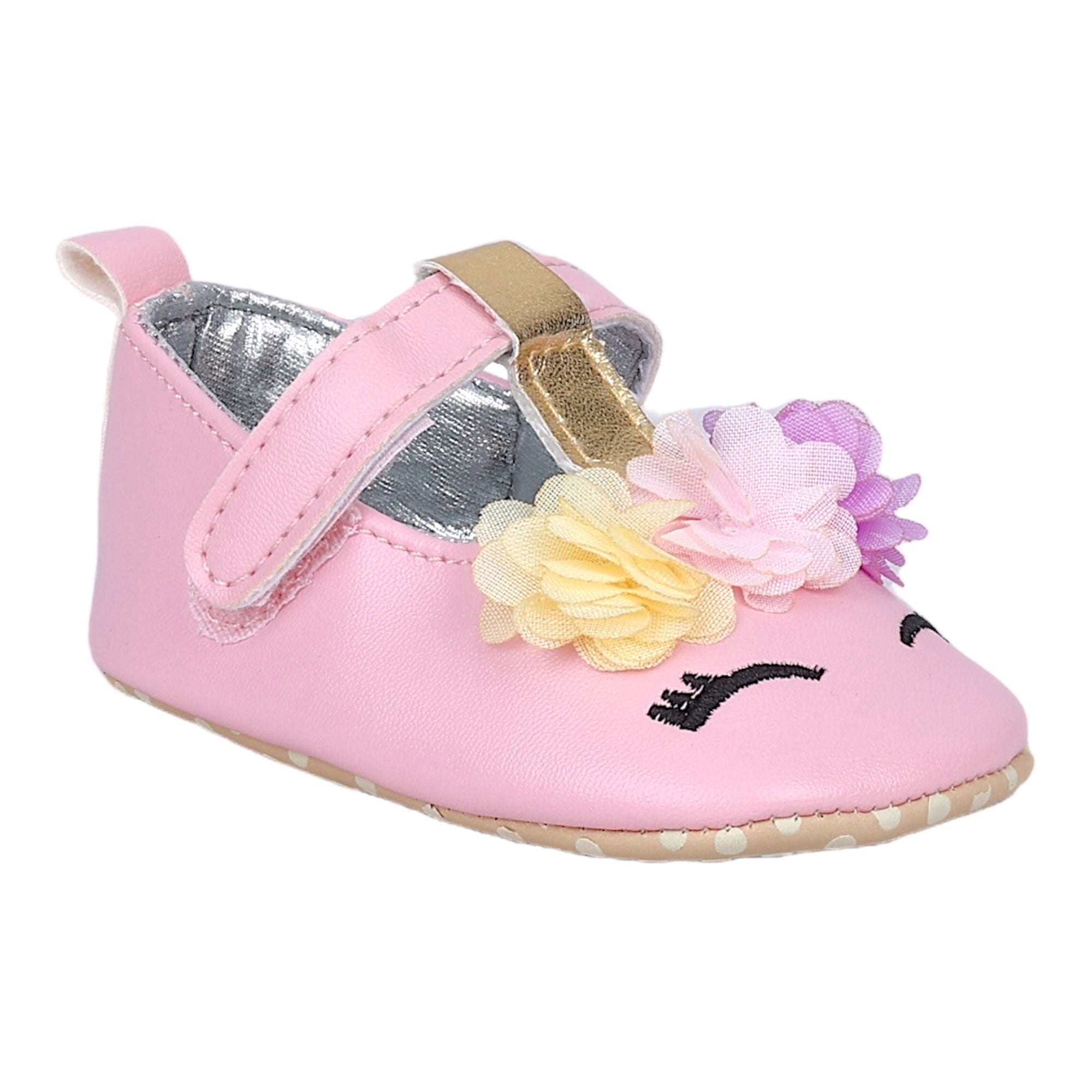 Baby Moo Cute Princess Metallic T-Strap Anti-Skid Ballerina Booties - Pink