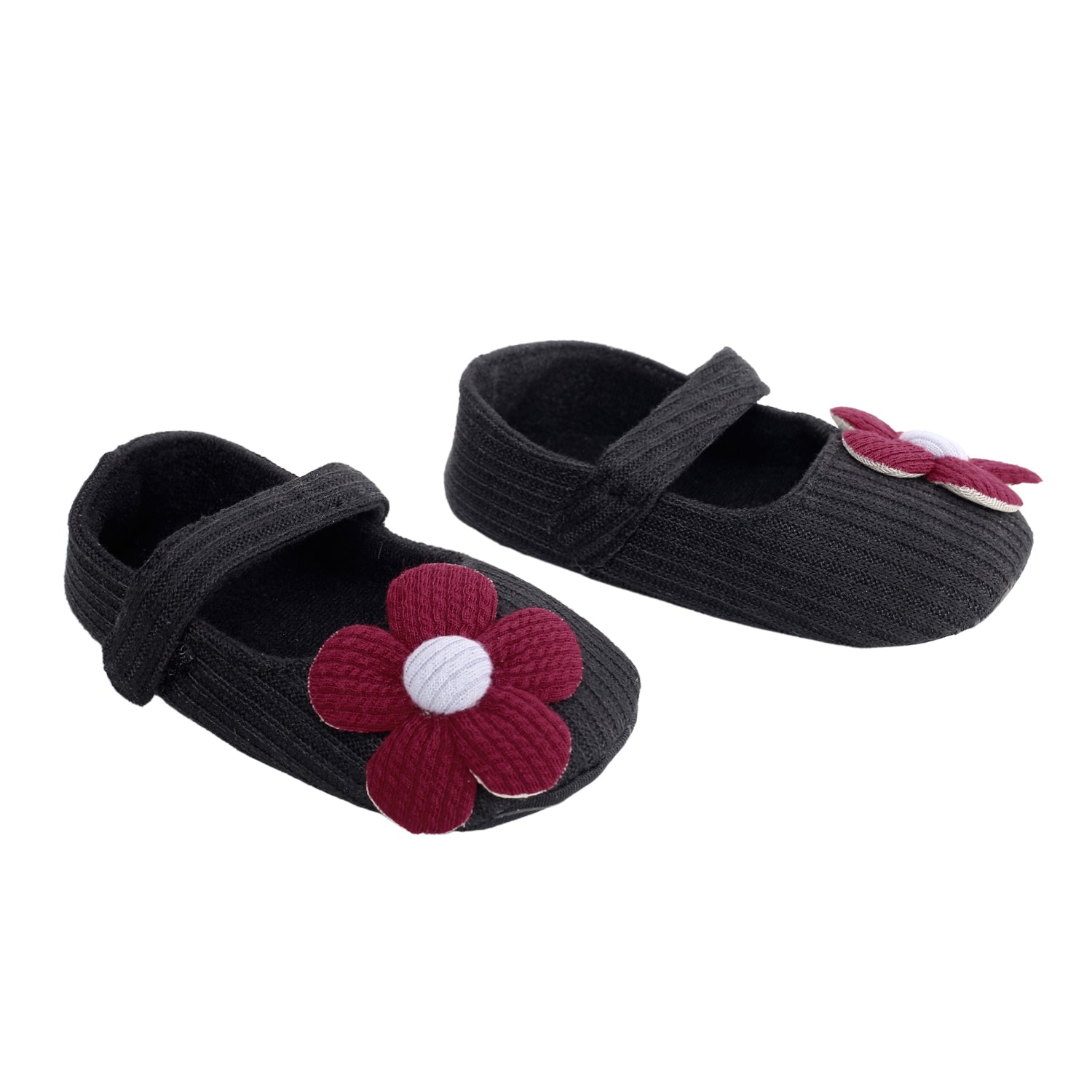 Floral Applique Black And Red Booties