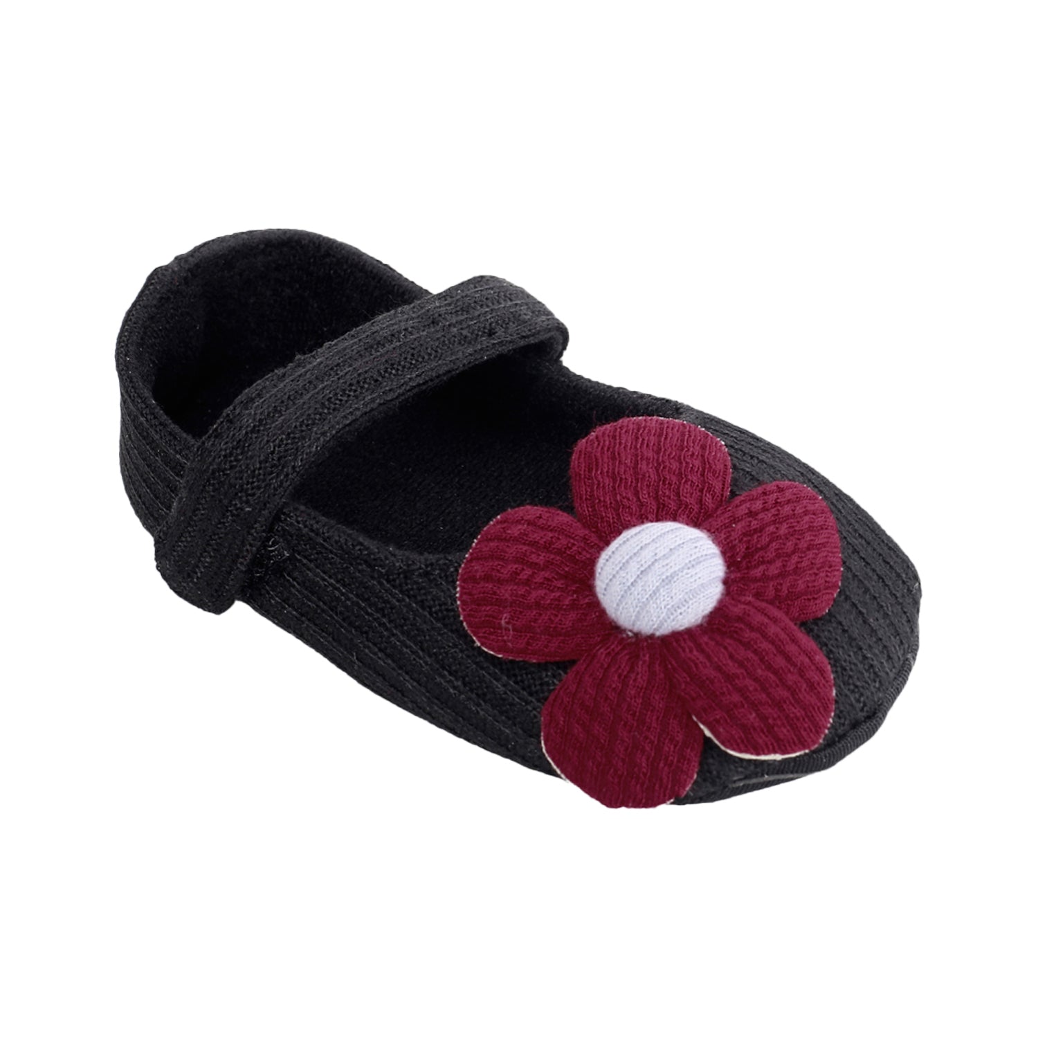 Floral Applique Black And Red Booties