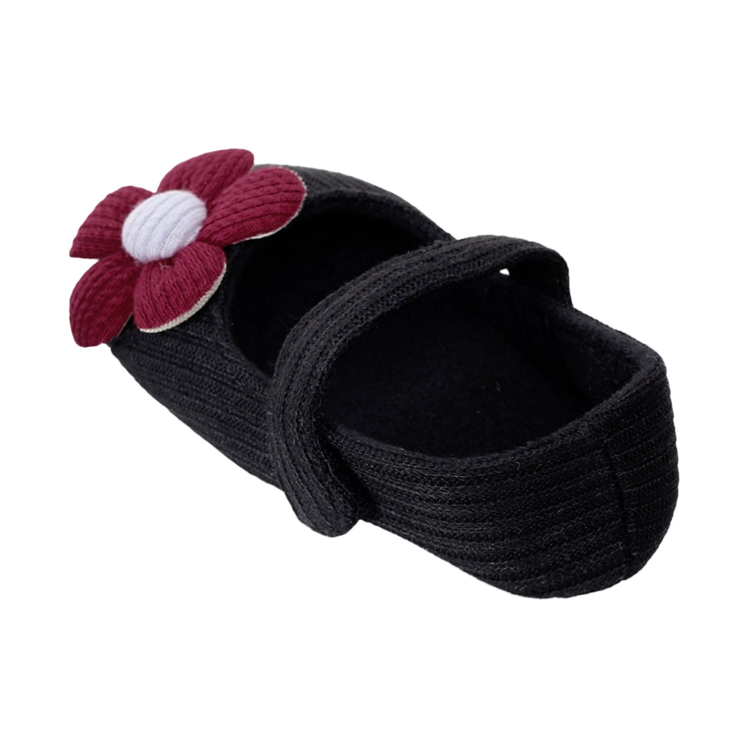 Floral Applique Black And Red Booties
