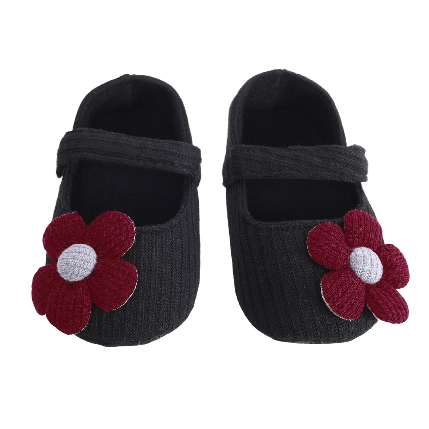 Floral Applique Black And Red Booties