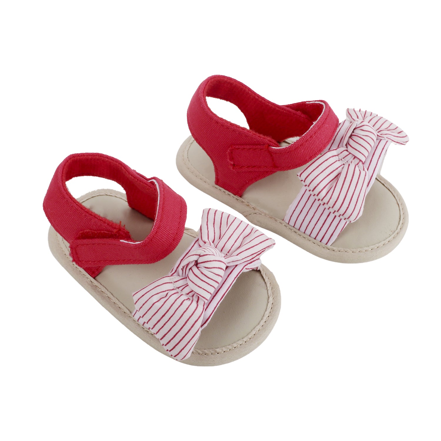 Baby Moo Striped Red Booties