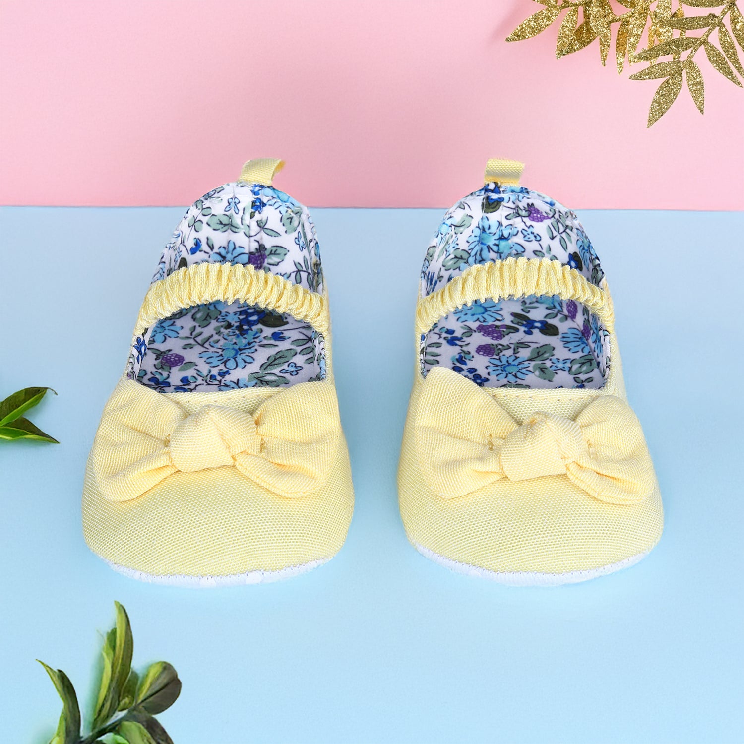 Bowknot Premium Girls Anti-Slip Ballerina Booties - Yellow