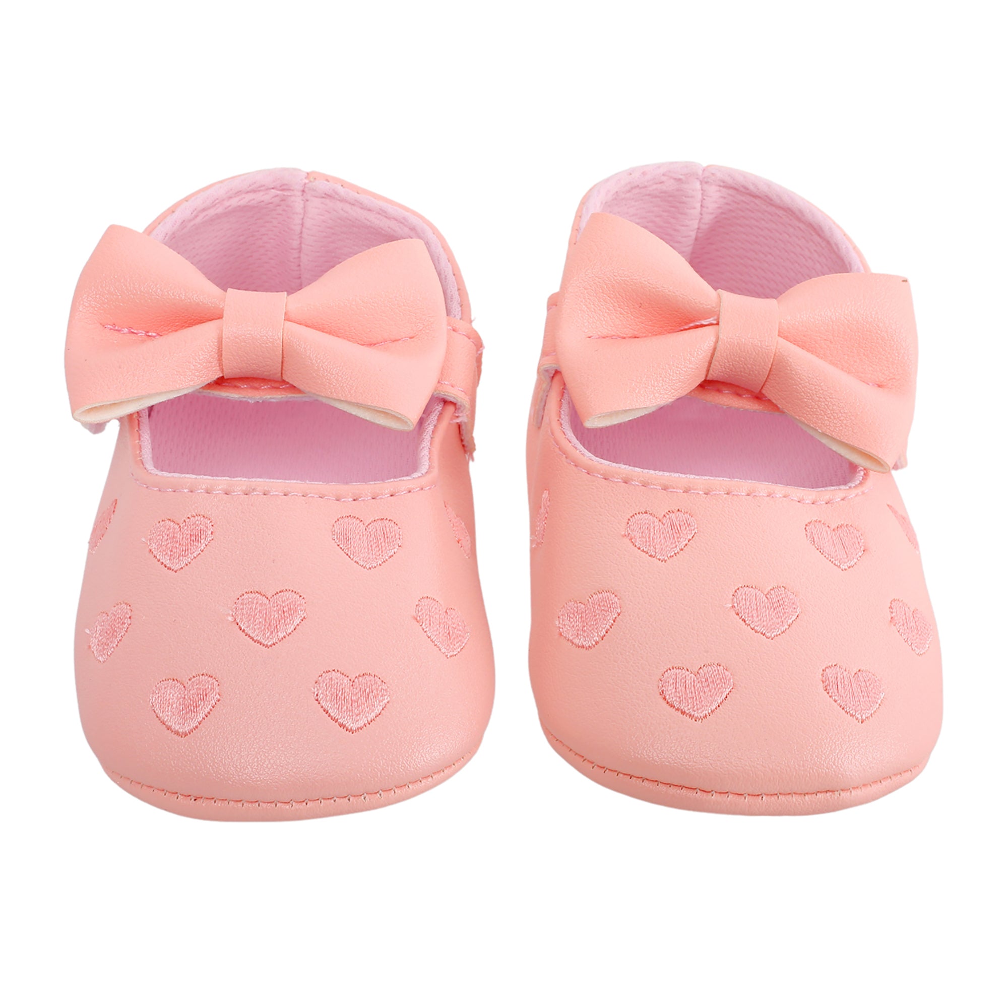 Baby Moo Hearts With Bow Pink Booties