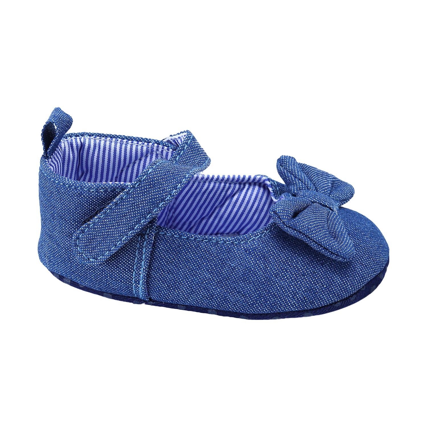 Bow Premium Girls Anti-Slip Ballerina Booties - Blue