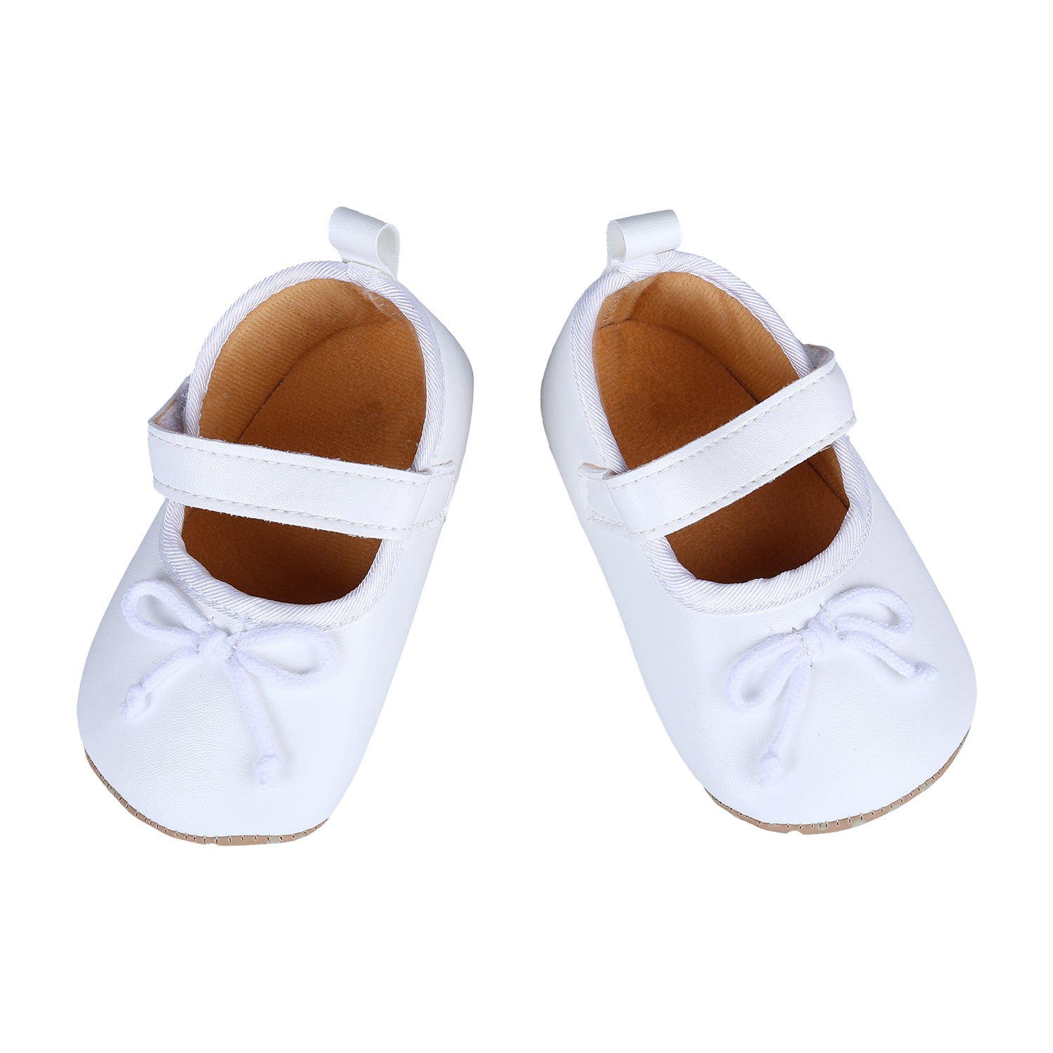 Solid With Bow Premium Girls Anti-Slip Ballerina Shoes - White