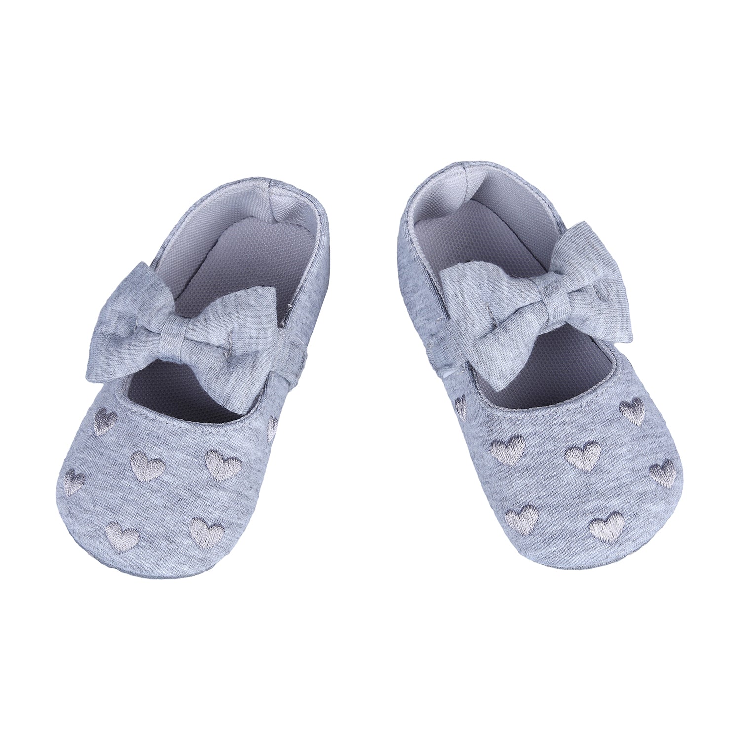 Princess Heart Premium Girls Anti-Slip Ballerina Booties - Grey