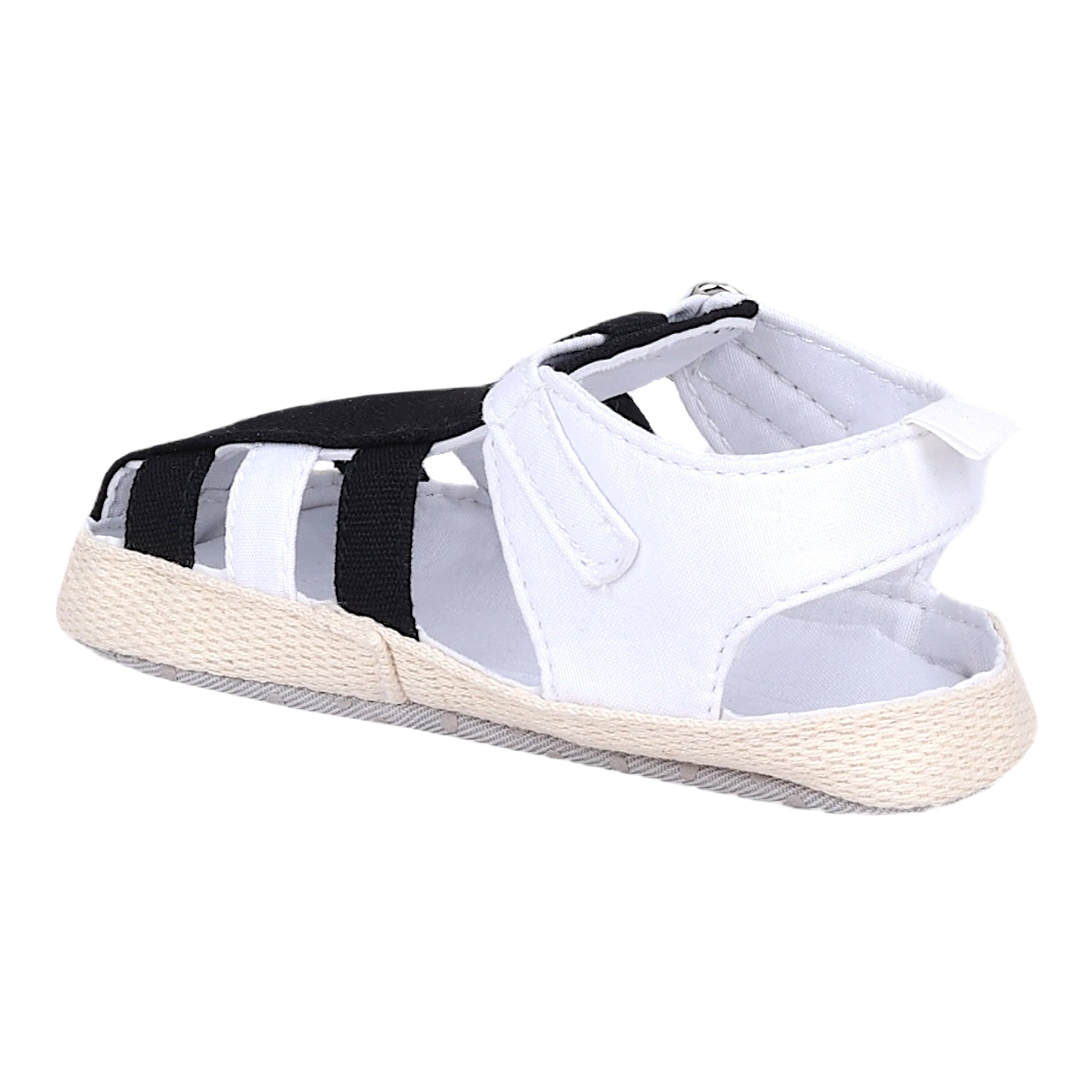 Baby Moo Stylish And Breathable Velcro Straps Anti-Skid Sandals - Black, White