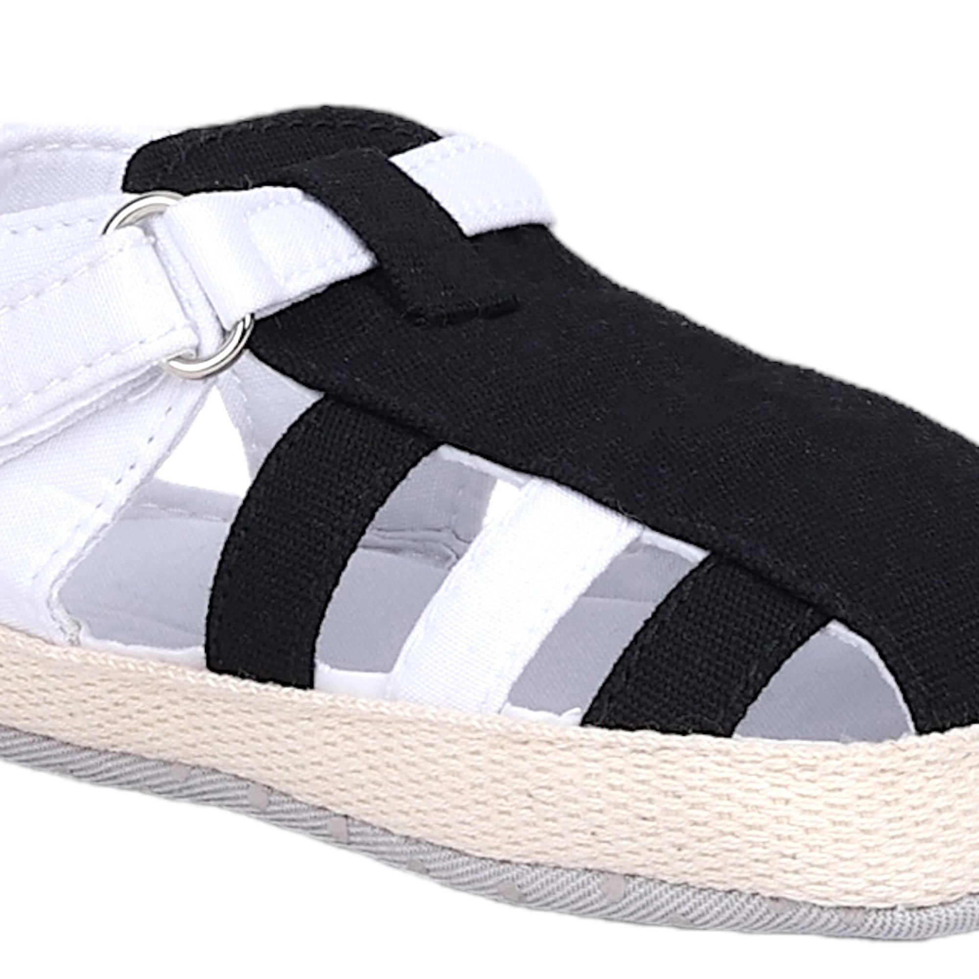 Baby Moo Stylish And Breathable Velcro Straps Anti-Skid Sandals - Black, White