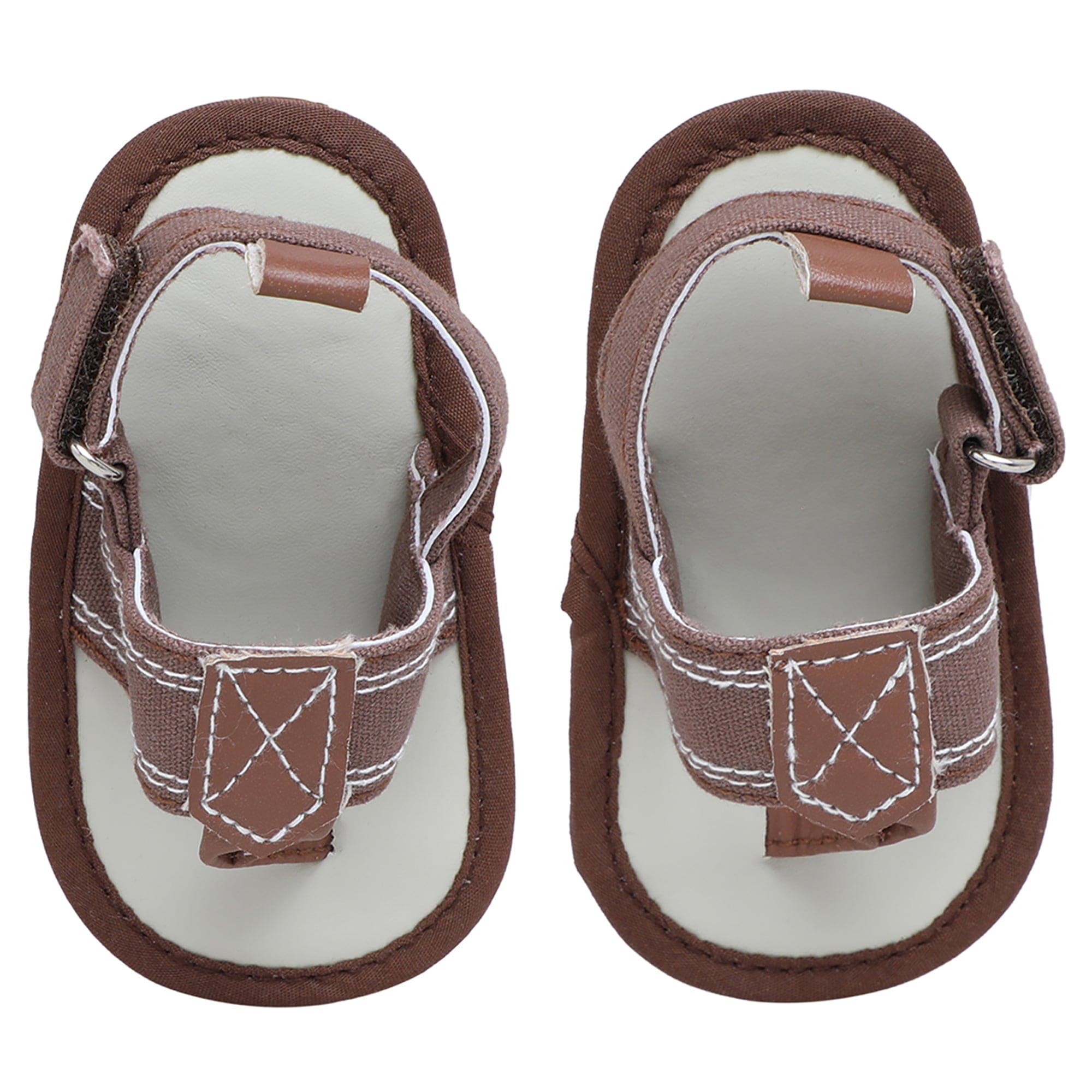 Baby Moo Classic Hook-Loop Anti-Skid Open Toe Formal Sandals - Brown