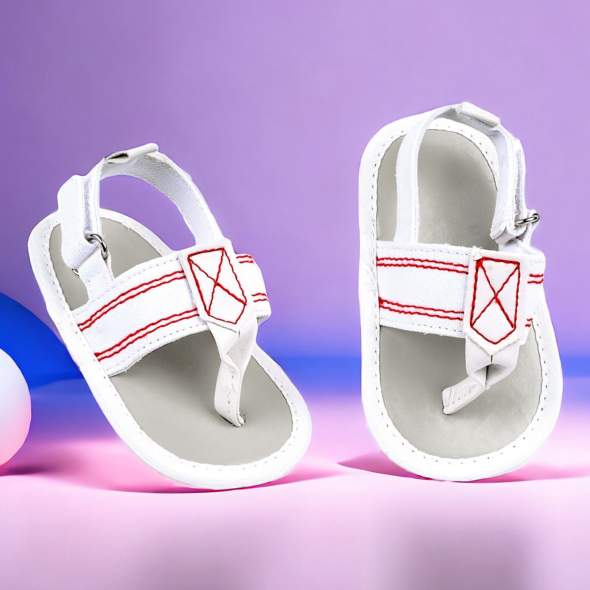 Baby Moo Classic Hook-Loop Anti-Skid Open Toe Sandals - White