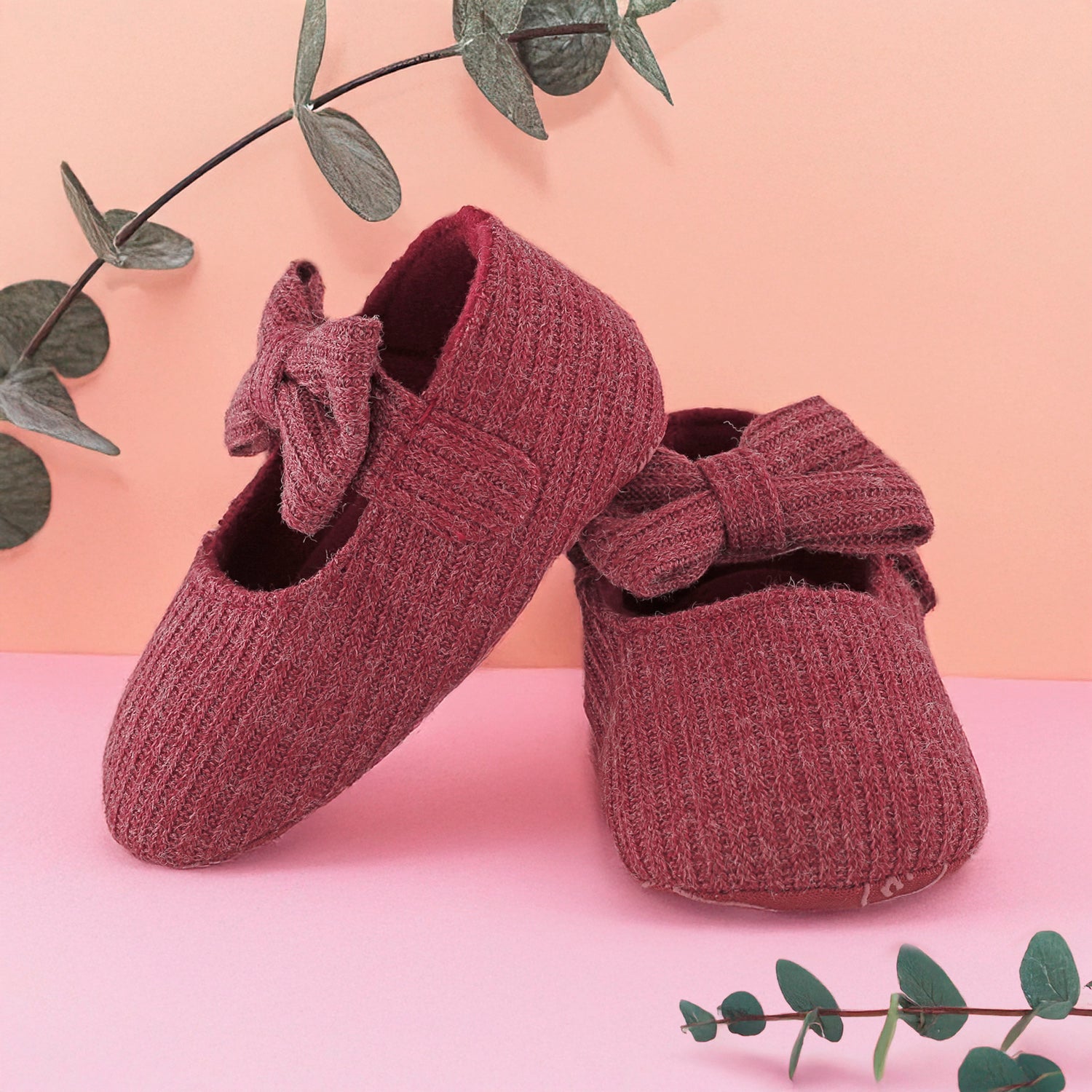 Pretty Bow Maroon Booties