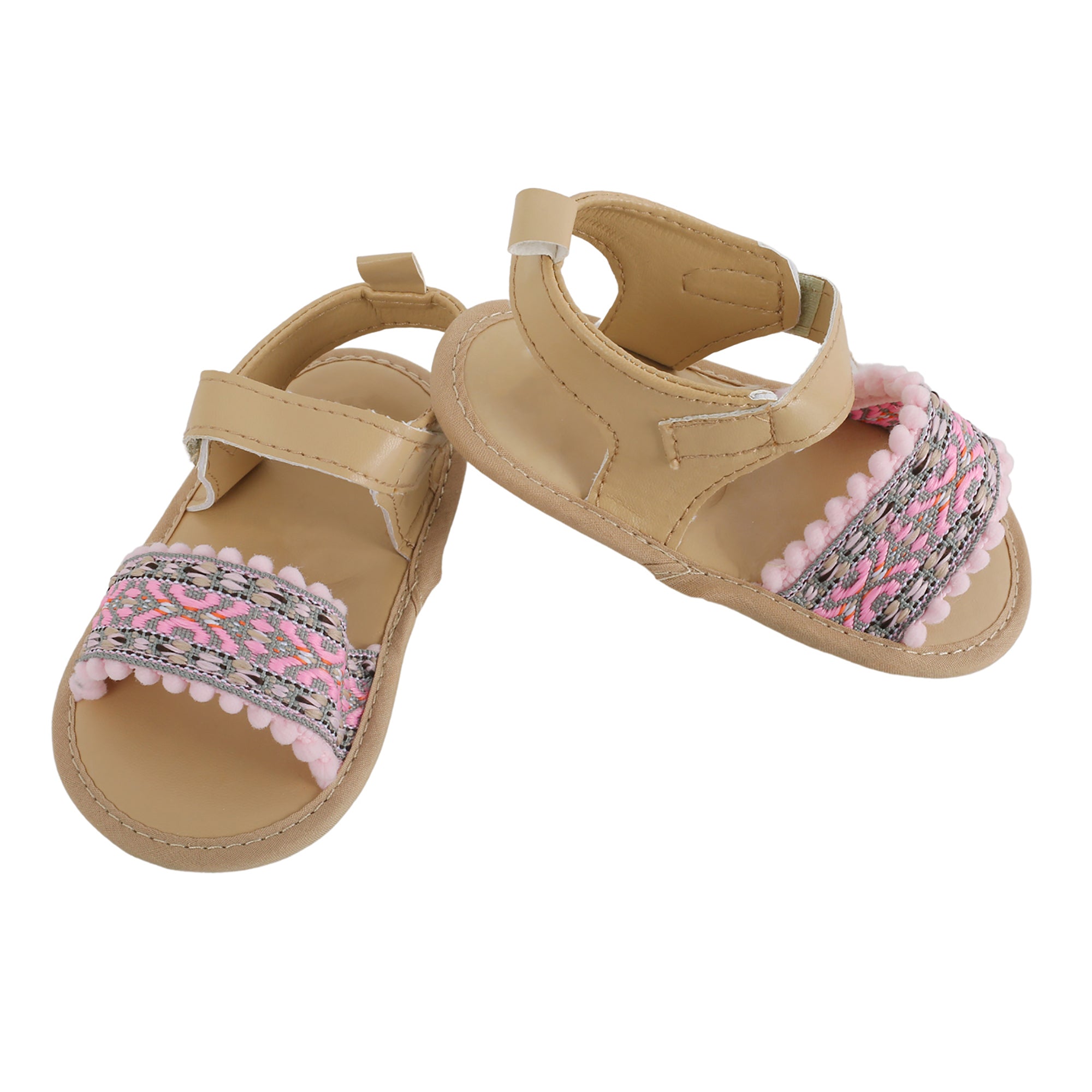 Baby Moo Embroidered Pink Sandals