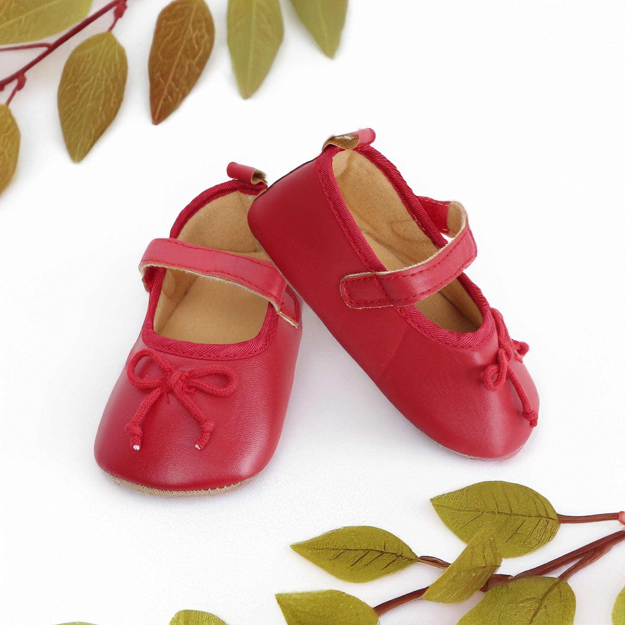 Baby Moo Dressy Bow Red Booties