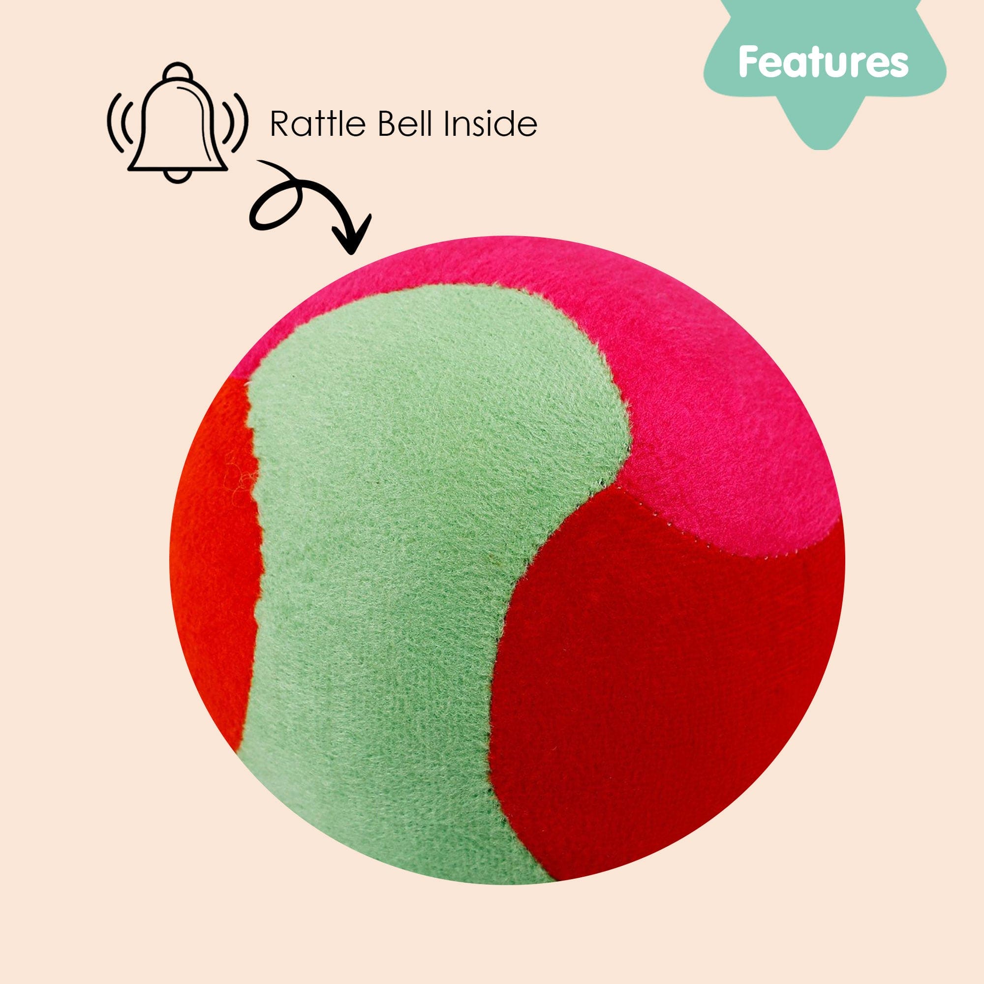 Baby Moo Playtime Fun Infant And Toddler Soft Plush Fabric Rattle Ball - Multicolor